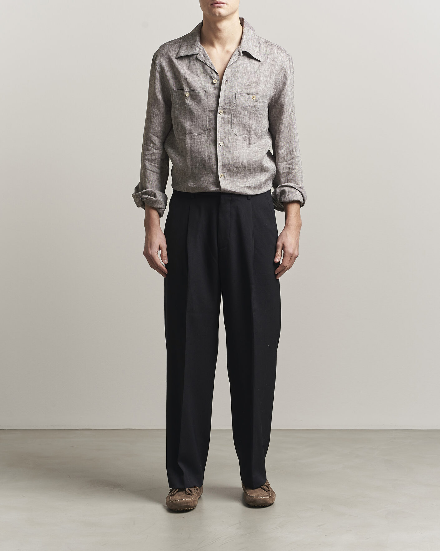 Herre | Skjorter | Brunello Cucinelli | Linen Double Pocket Camp Shirt Brown