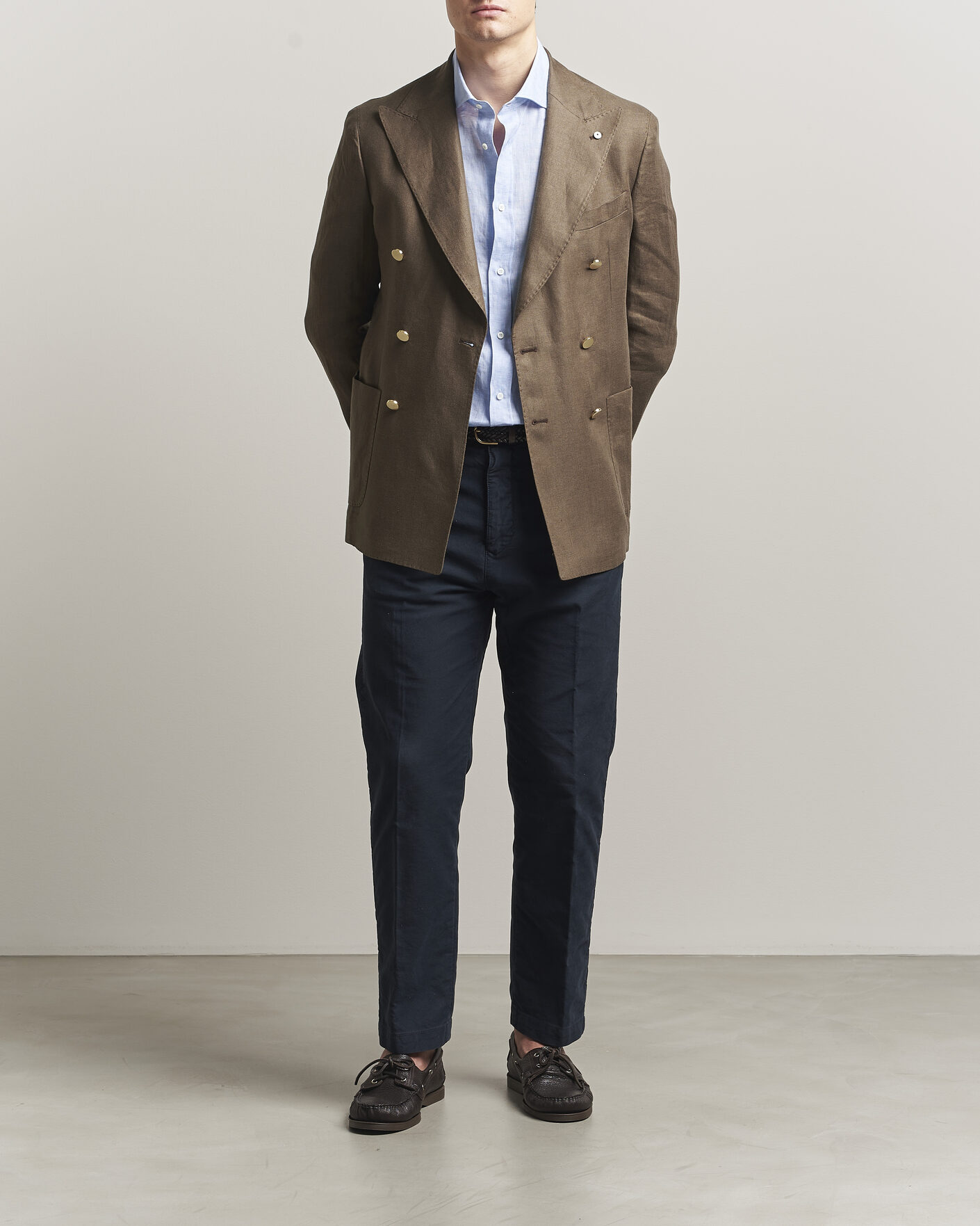 Herre | Skjorter | Brunello Cucinelli | Easy Fit Linen Shirt Light Blue