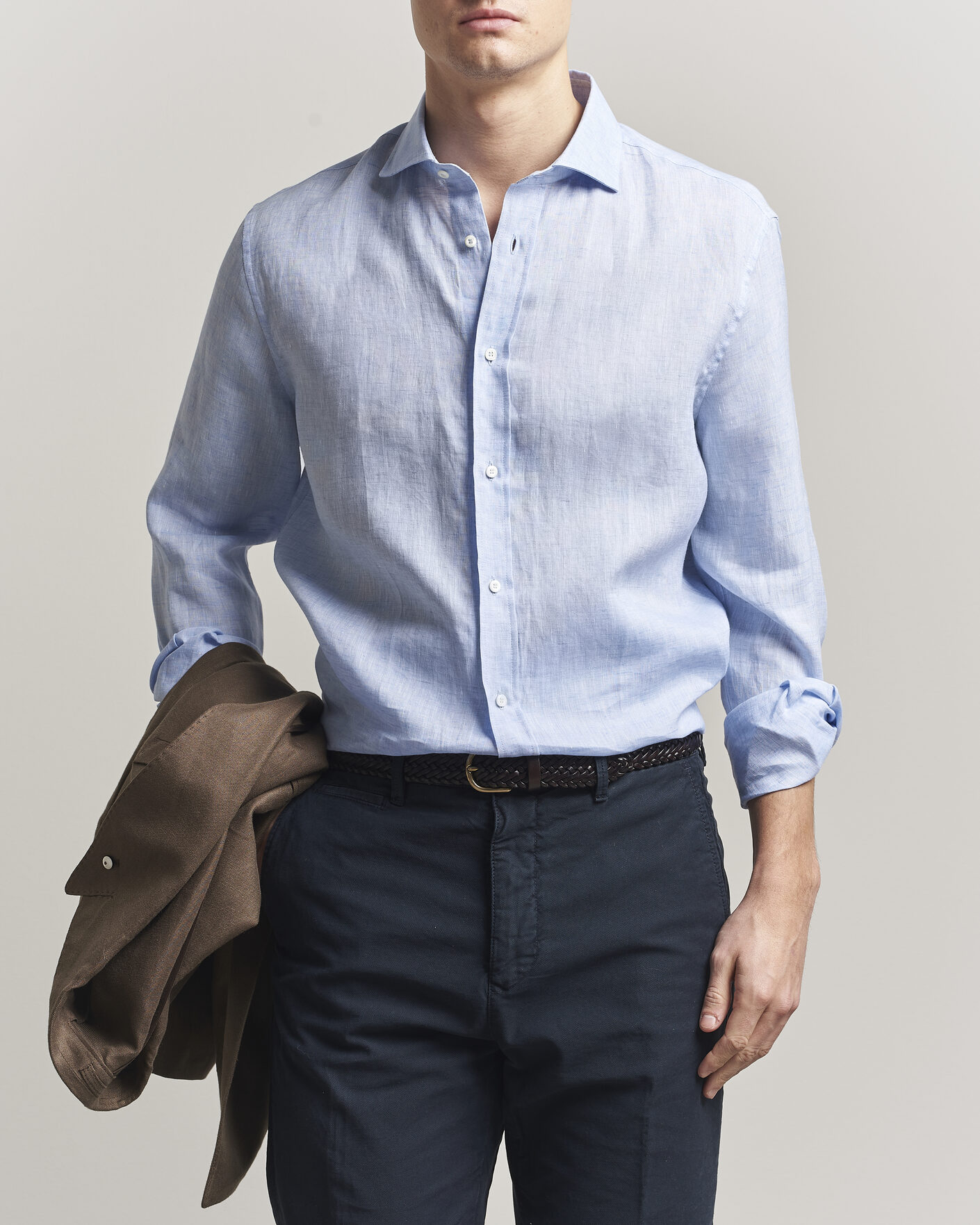 Herre | Skjorter | Brunello Cucinelli | Easy Fit Linen Shirt Light Blue