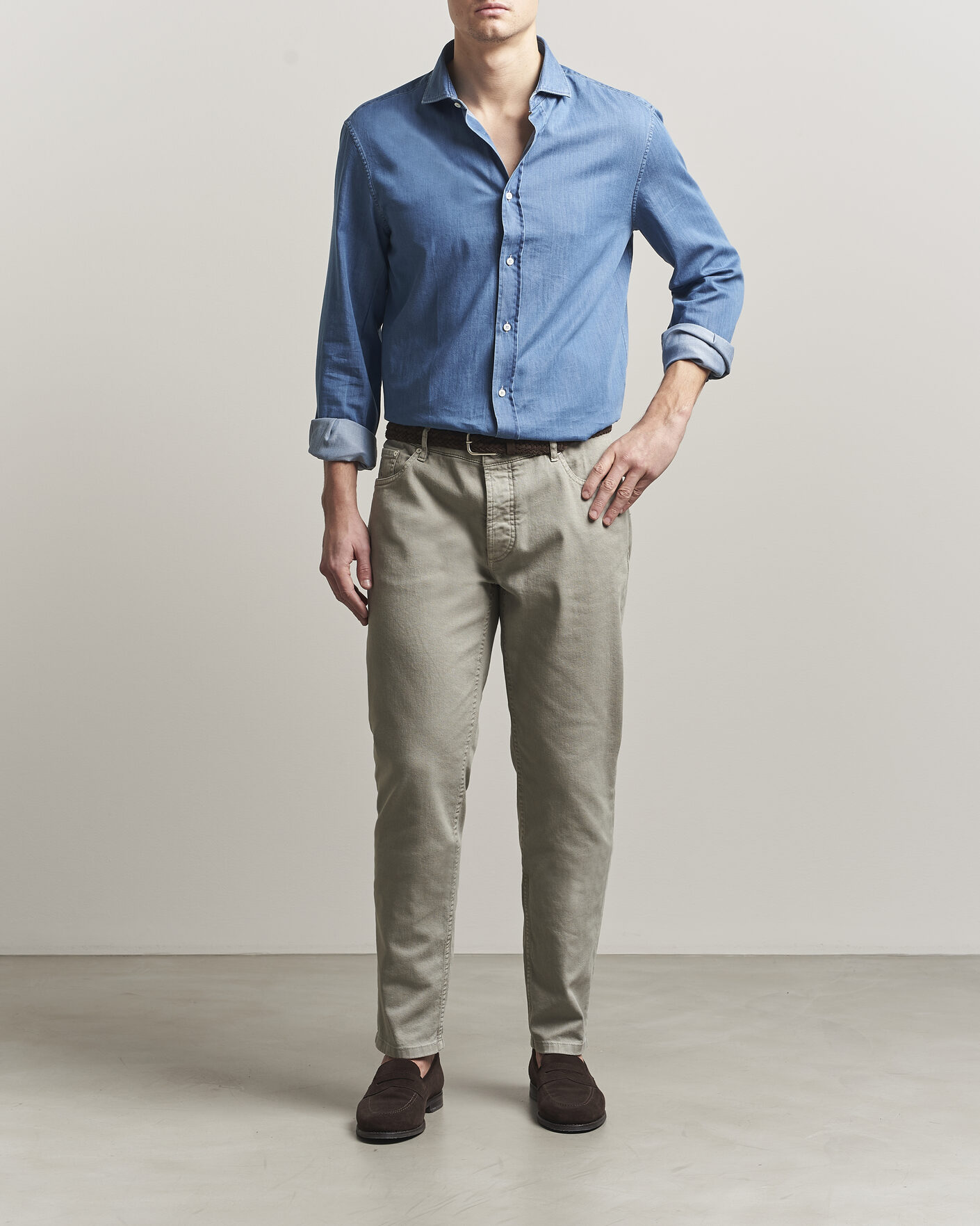 Herre | Skjorter | Brunello Cucinelli | Easy Fit Denim Shirt Medium Blue Wash