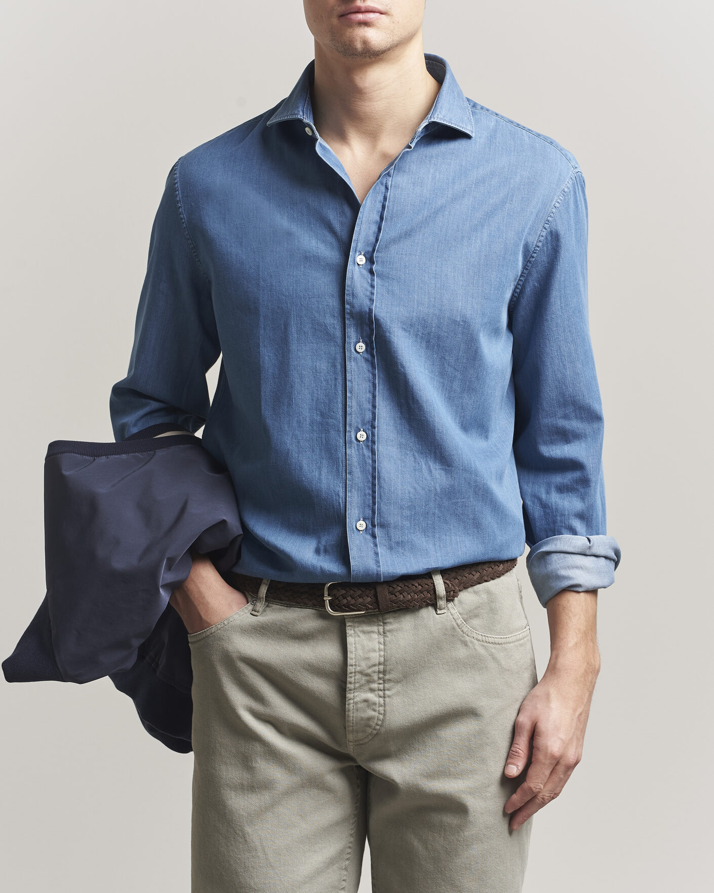 Herre | Skjorter | Brunello Cucinelli | Easy Fit Denim Shirt Medium Blue Wash