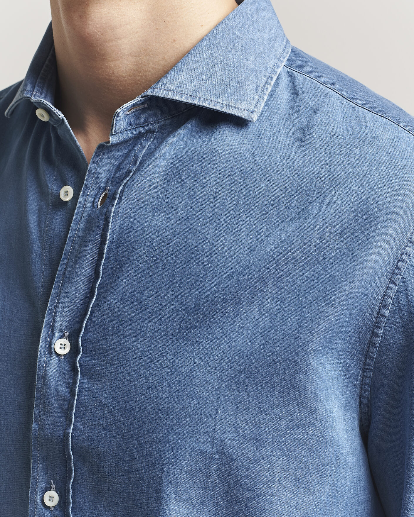 Herre | Skjorter | Brunello Cucinelli | Easy Fit Denim Shirt Medium Blue Wash