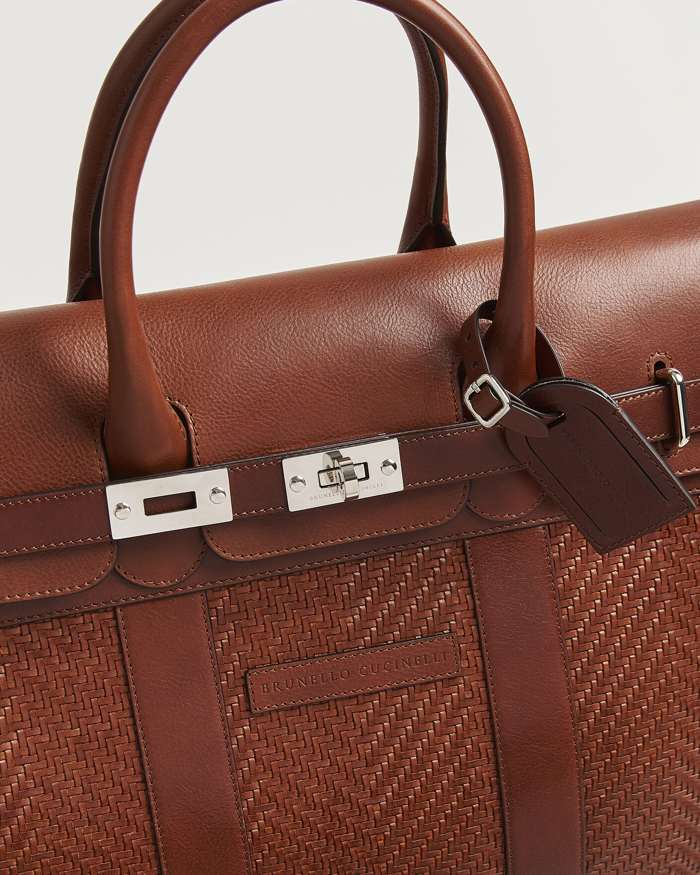 Herre | Vesker | Brunello Cucinelli | Woven Leather Duffle Bag Burnished Calf