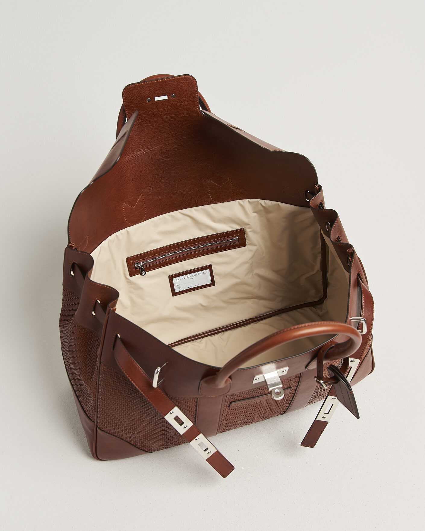 Herre | Vesker | Brunello Cucinelli | Woven Leather Duffle Bag Burnished Calf