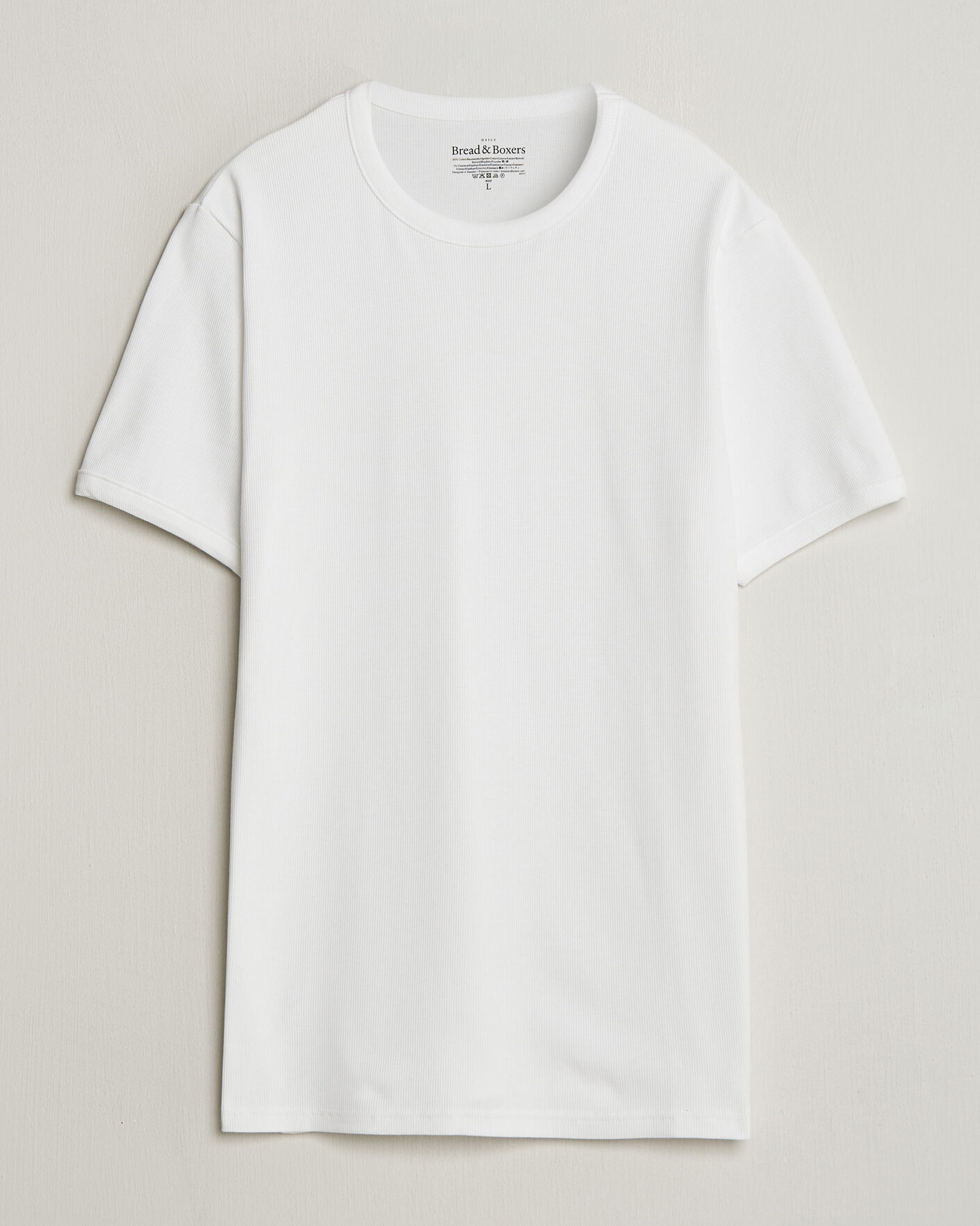 Herre | T-Shirts | Bread & Boxers | Ribbed Crew Neck T-Shirt White