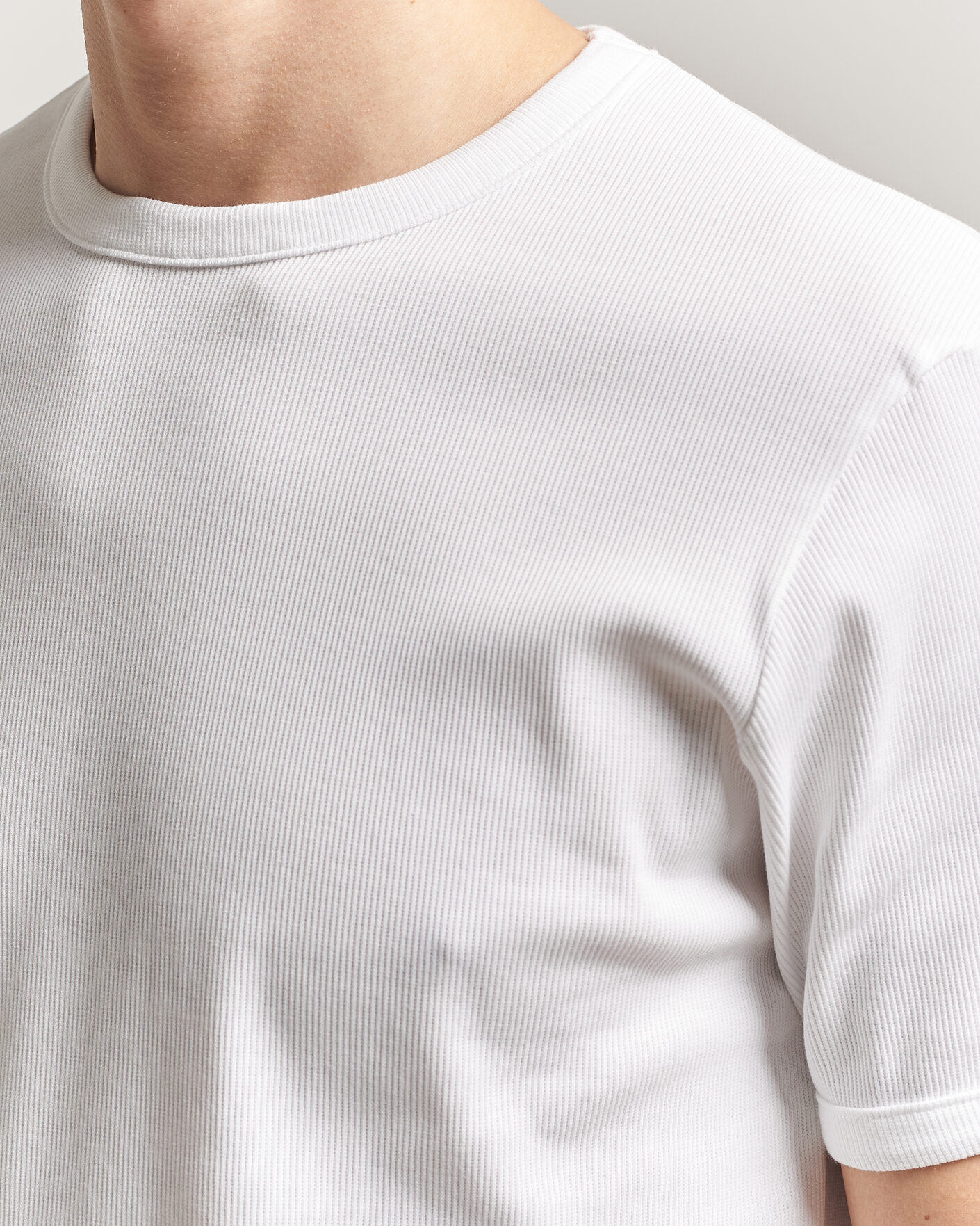 Herre | T-Shirts | Bread & Boxers | Ribbed Crew Neck T-Shirt White