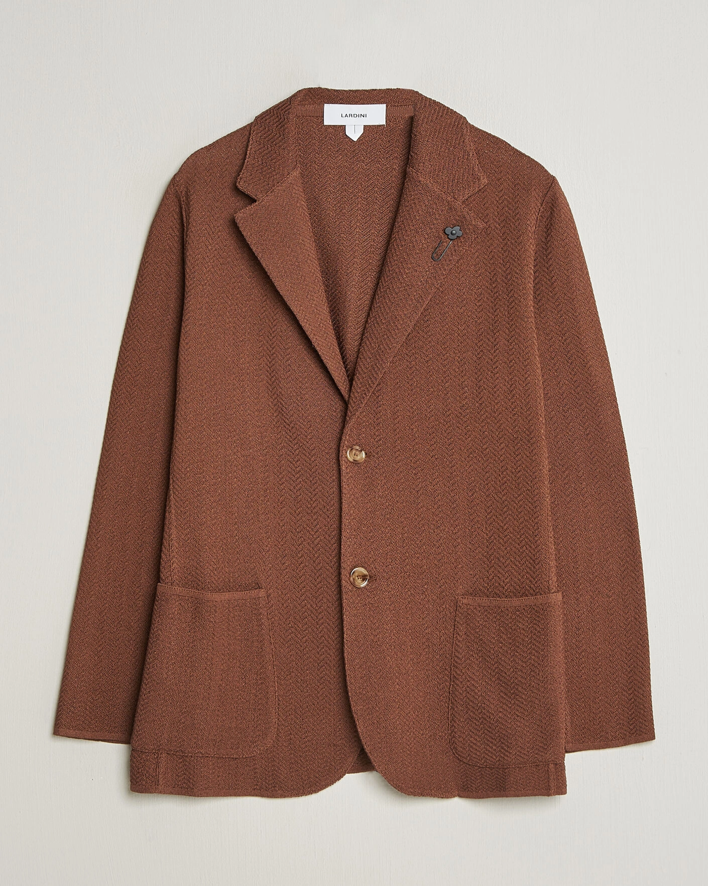 Herre | Dressjakker | Lardini | Structured Cotton/Viscose Knit Jacket Brown