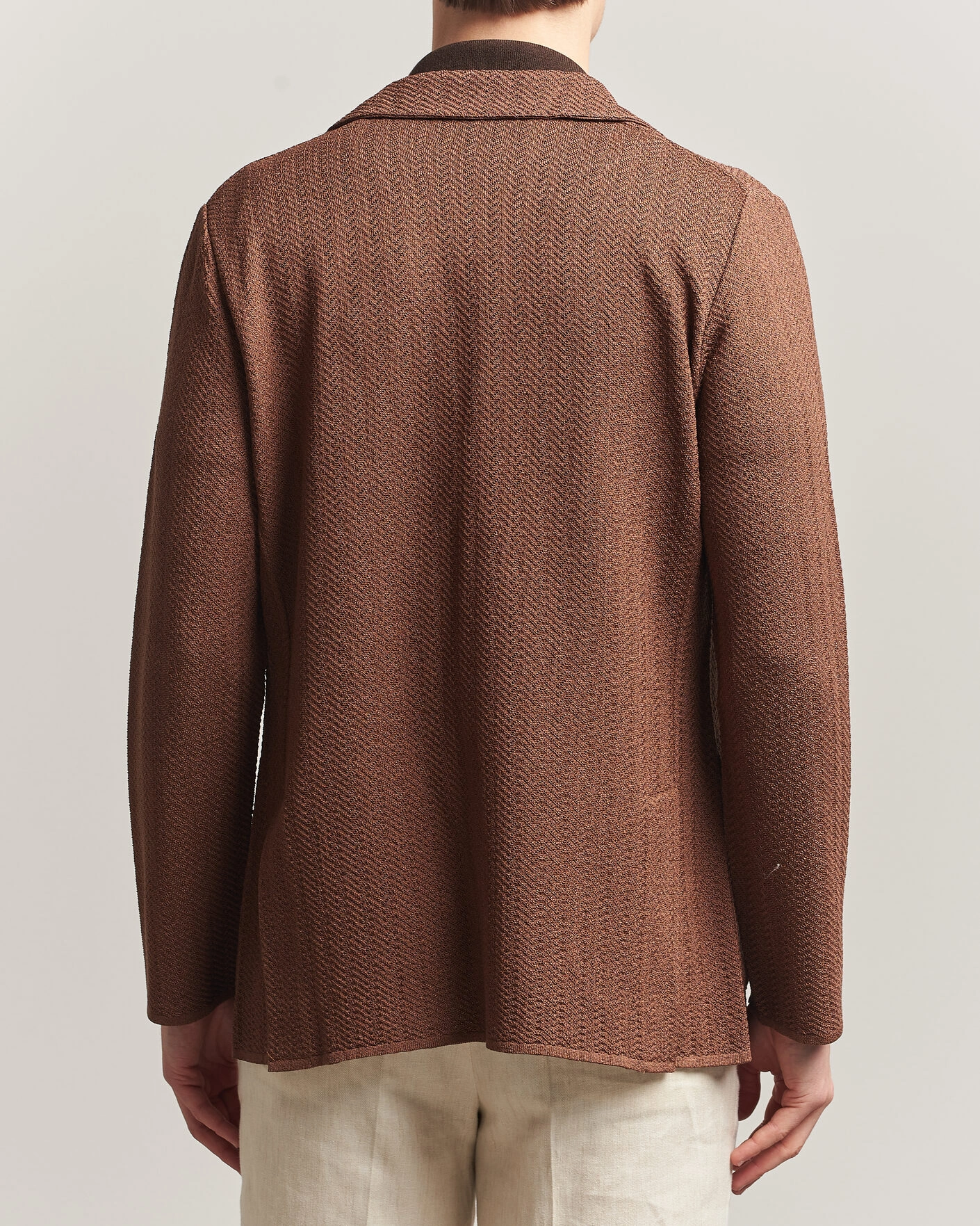 Herre | Dressjakker | Lardini | Structured Cotton/Viscose Knit Jacket Brown