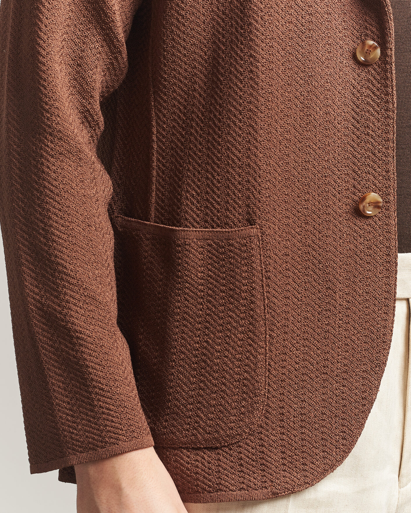 Herre | Dressjakker | Lardini | Structured Cotton/Viscose Knit Jacket Brown