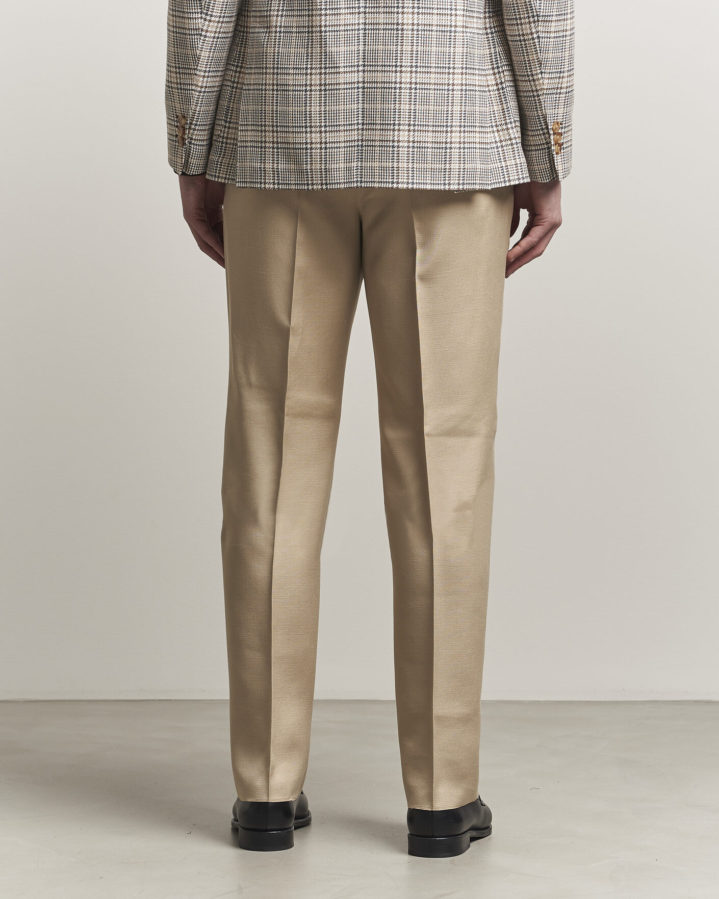 Herre | Bukser | Lardini | Palu Straight Fit Viscose/Silk Trousers Beige