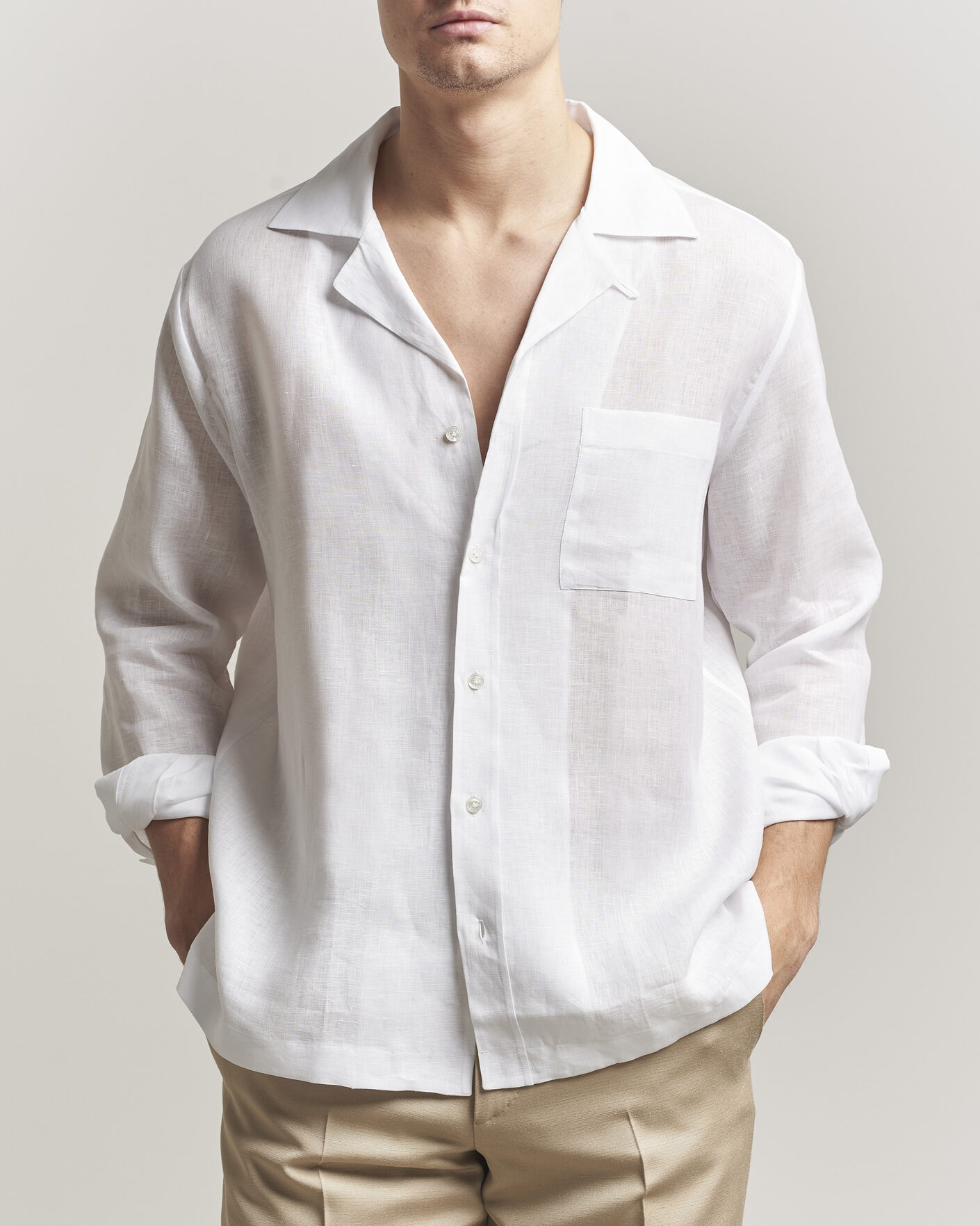 Herre | Skjorter | Lardini | Paul Linen Resort Shirt White