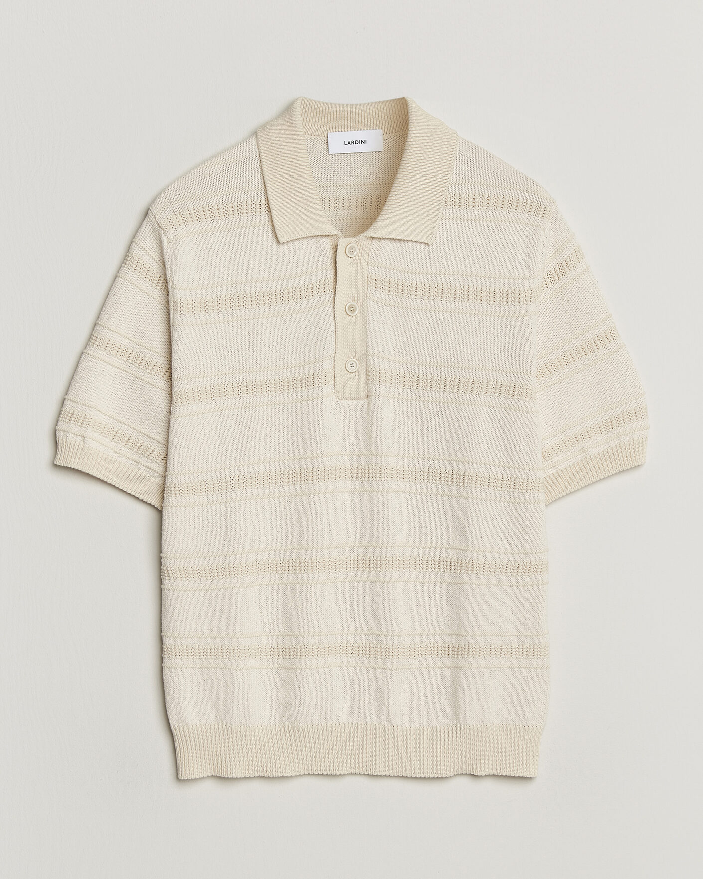 Herre | Pikéer | Lardini | Strcture Knitted Organic/Recycled Cotton Polo White