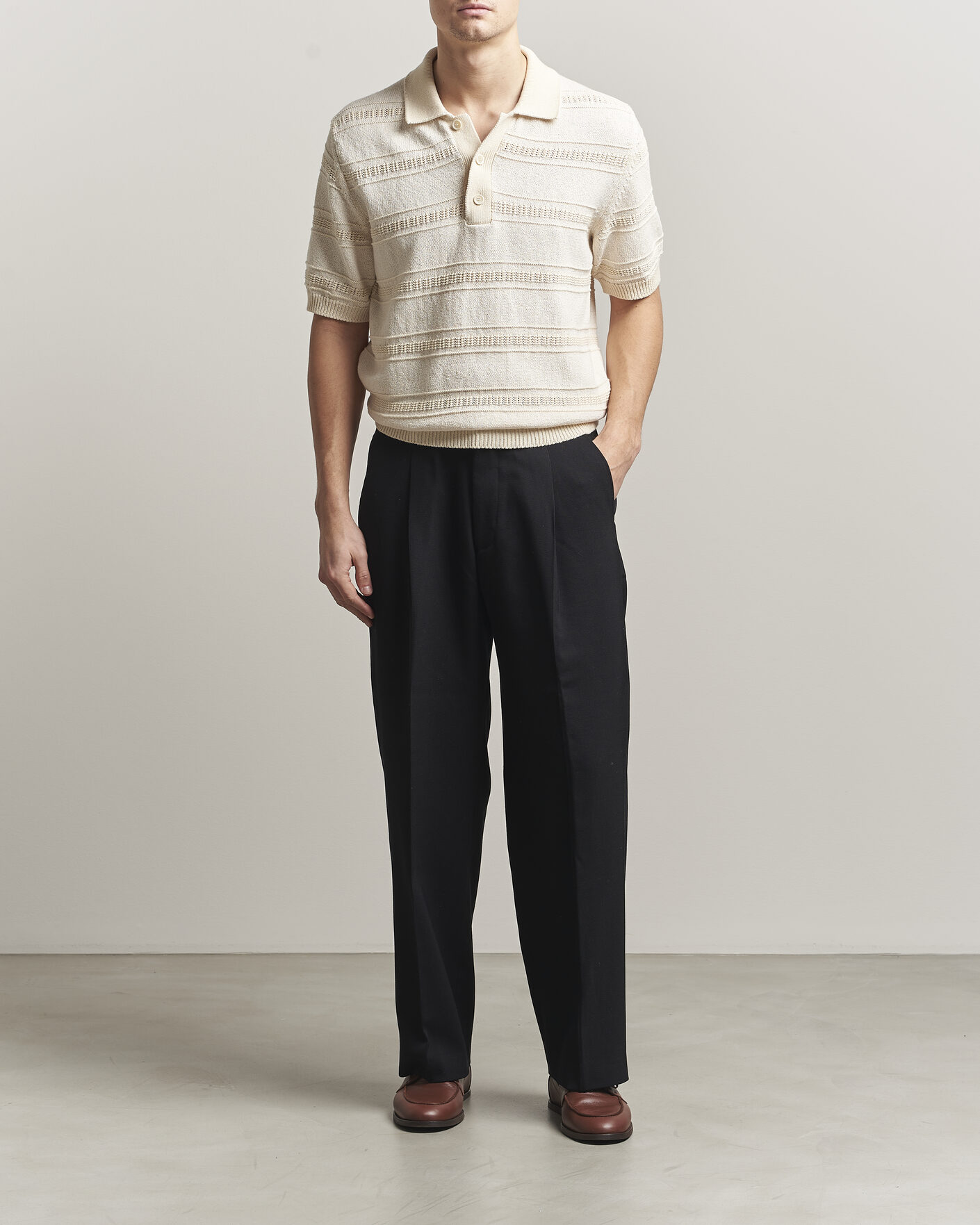 Herre | Pikéer | Lardini | Strcture Knitted Organic/Recycled Cotton Polo White