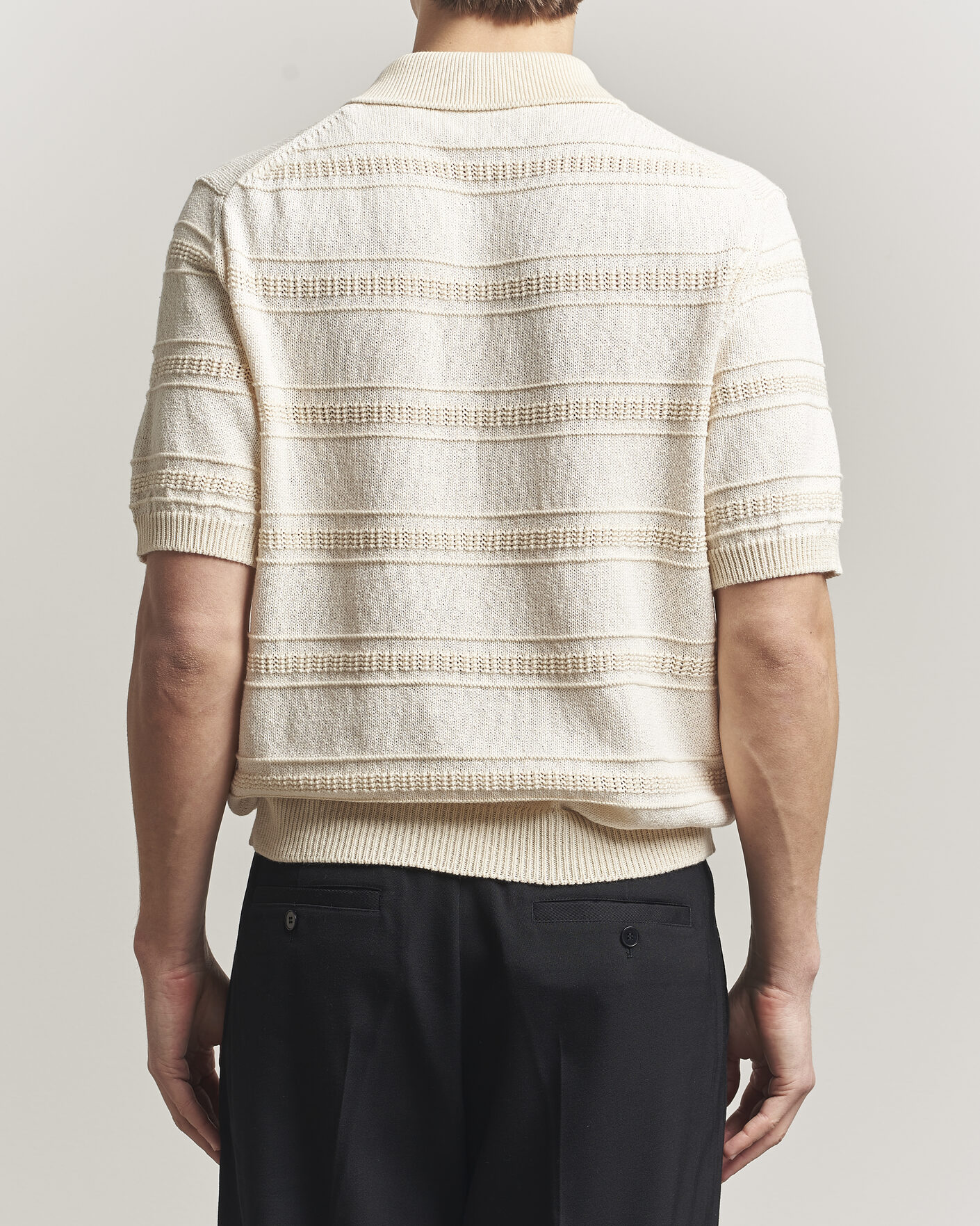 Herre | Pikéer | Lardini | Strcture Knitted Organic/Recycled Cotton Polo White