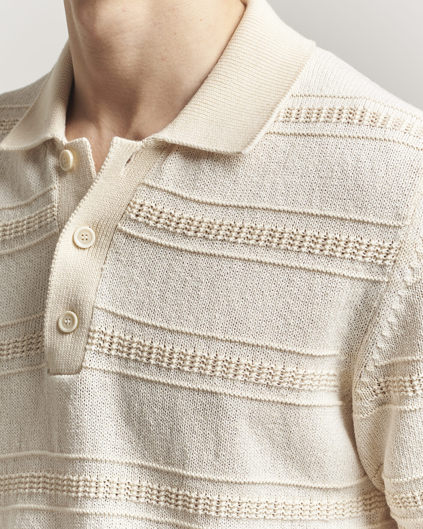 Herre | Pikéer | Lardini | Strcture Knitted Organic/Recycled Cotton Polo White