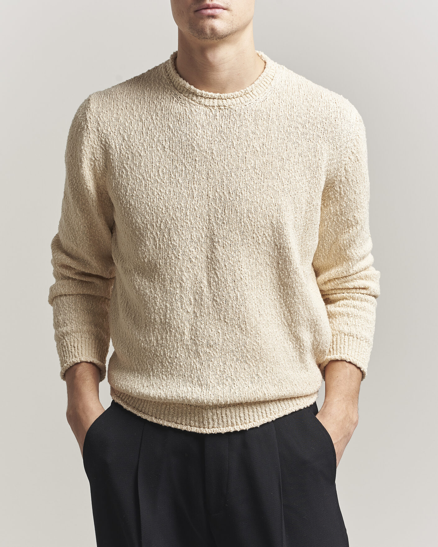 Herre | Gensere | Lardini | Organic Cotton Crew Neck Natural