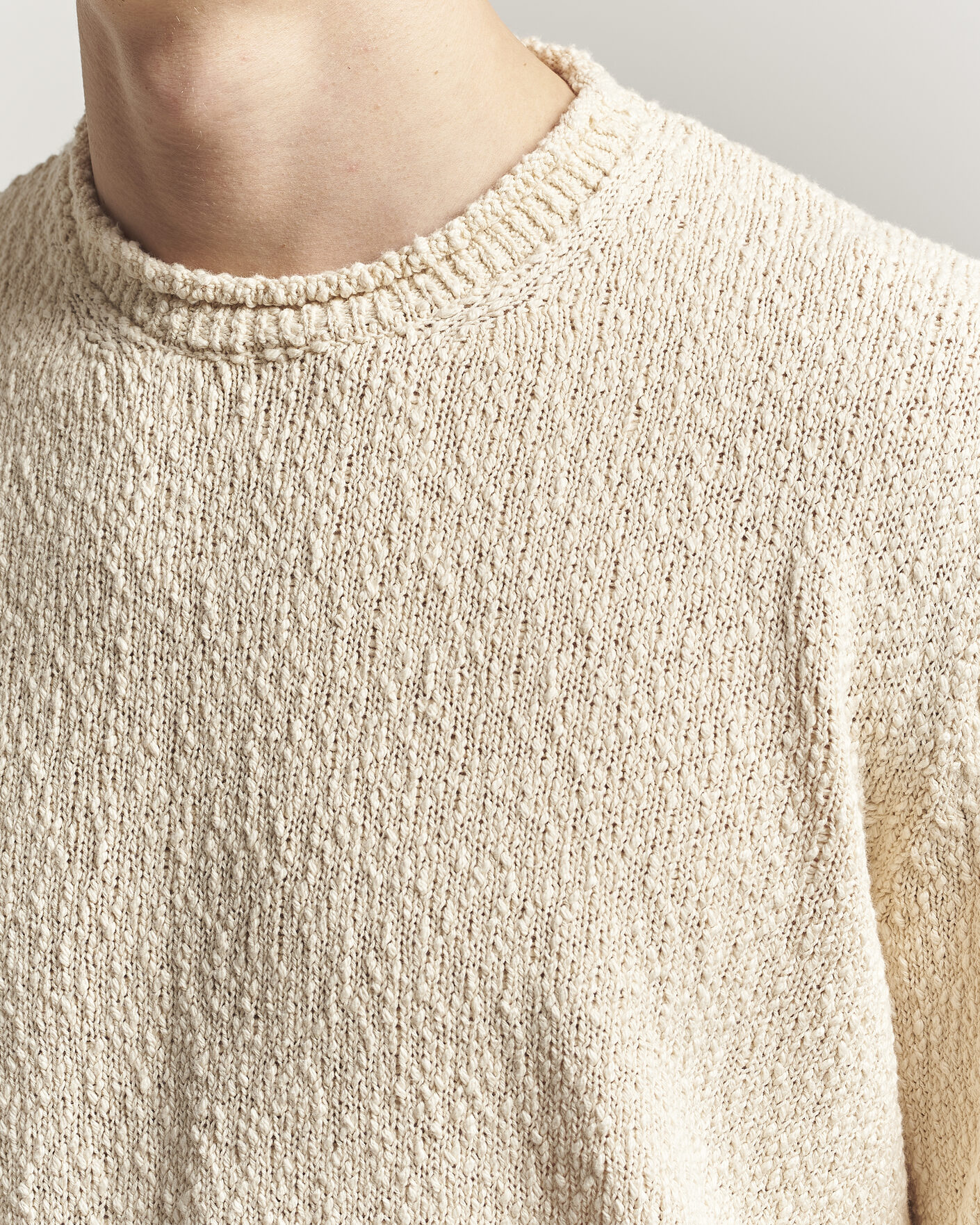 Herre | Gensere | Lardini | Organic Cotton Crew Neck Natural
