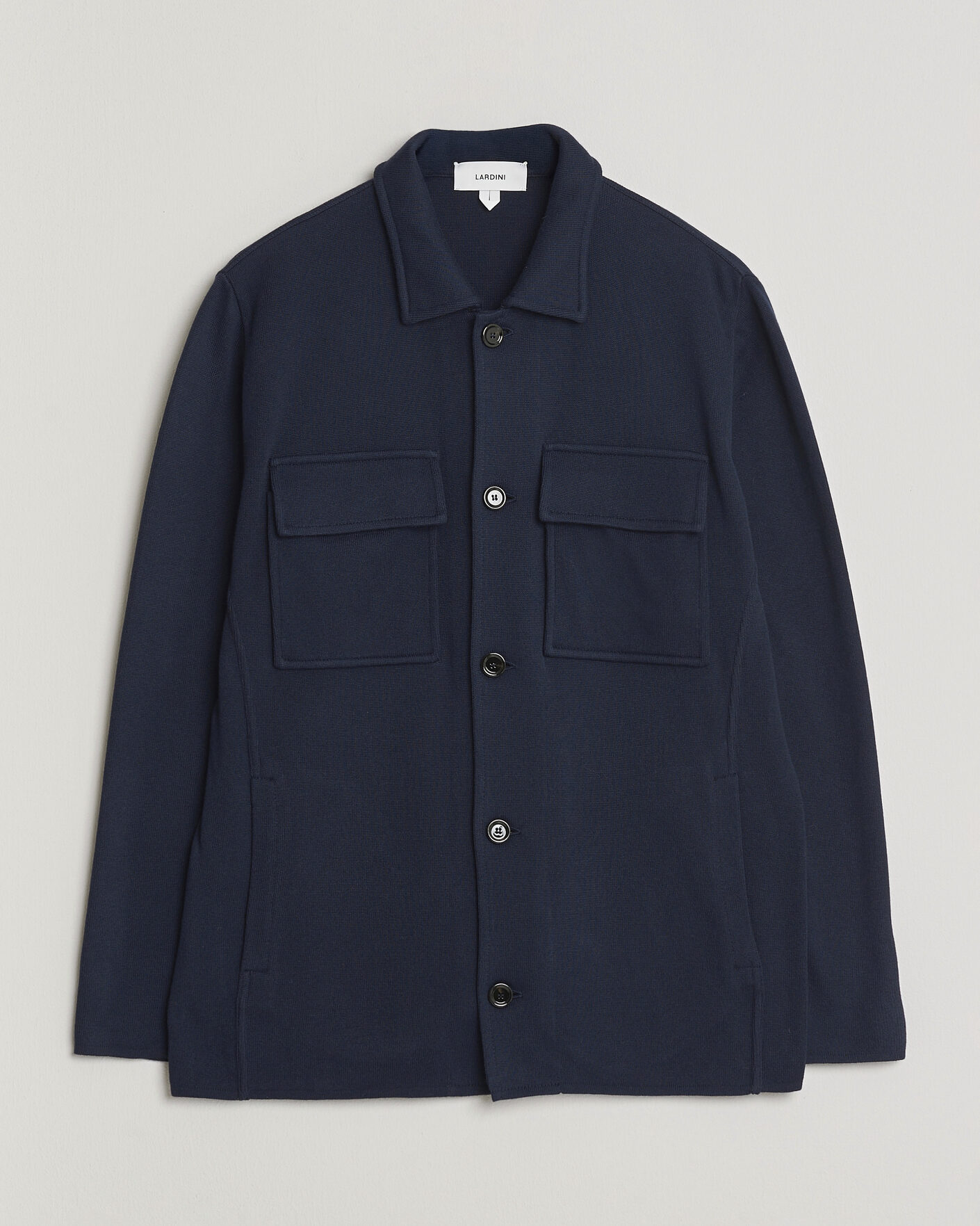 Herre | Dressjakker | Lardini | Knitted Cotton Pocket Shirt Jacket Navy