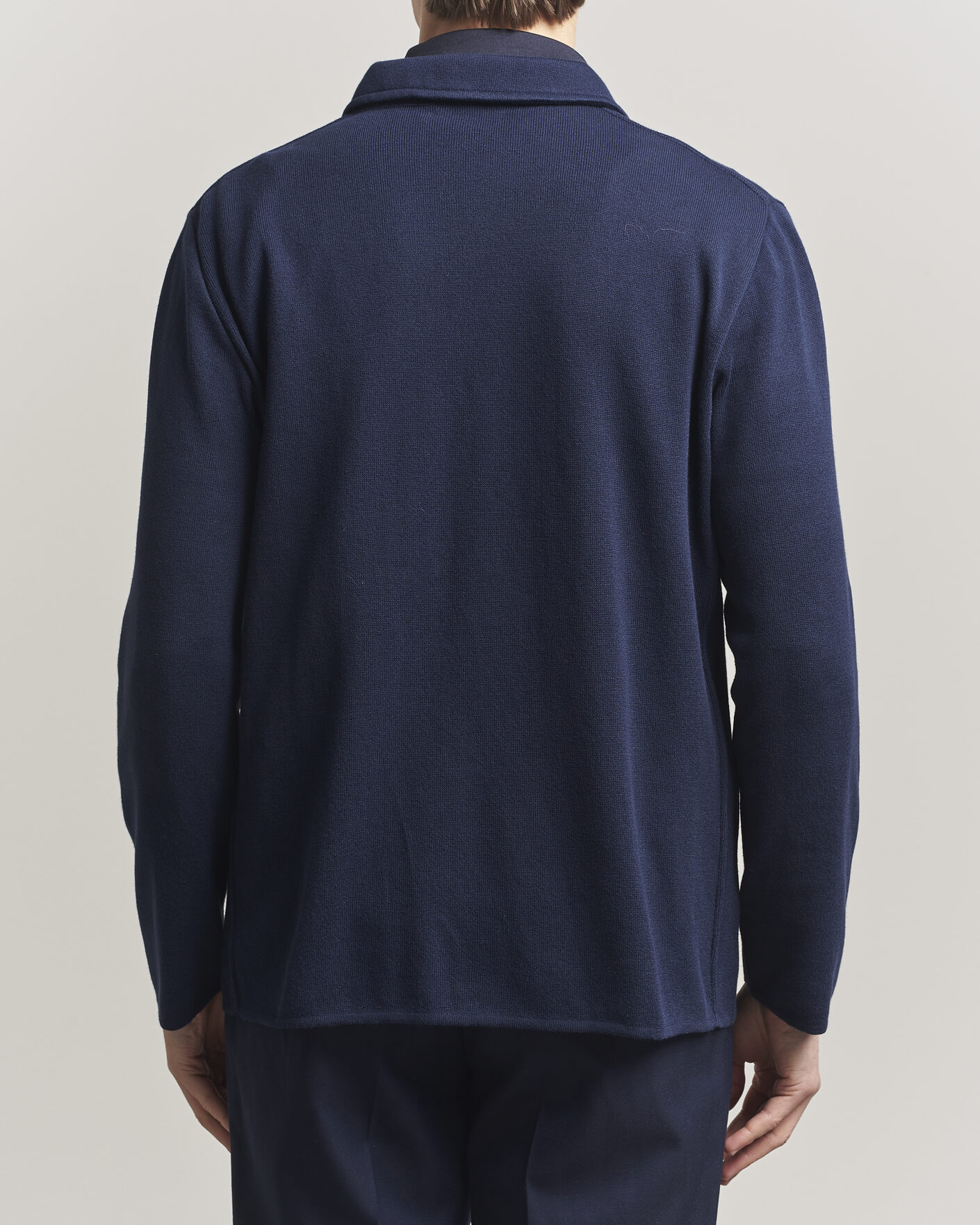 Herre | Jakker | Lardini | Knitted Cotton Pocket Shirt Jacket Navy