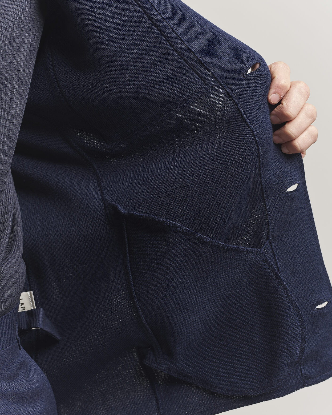 Herre | Jakker | Lardini | Knitted Cotton Pocket Shirt Jacket Navy