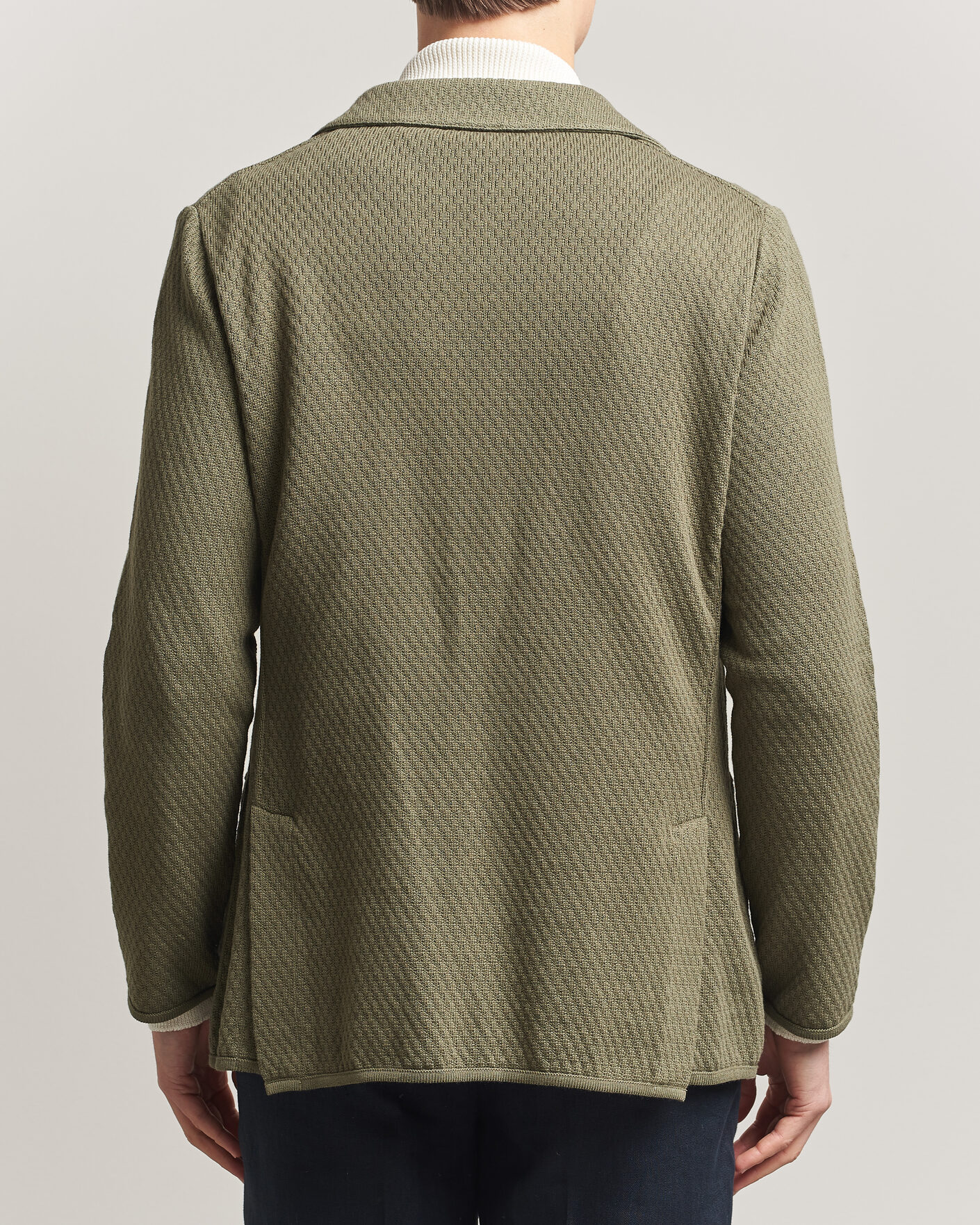 Herre | Dressjakker | Lardini | Knitted Structure Cotton Blazer Green