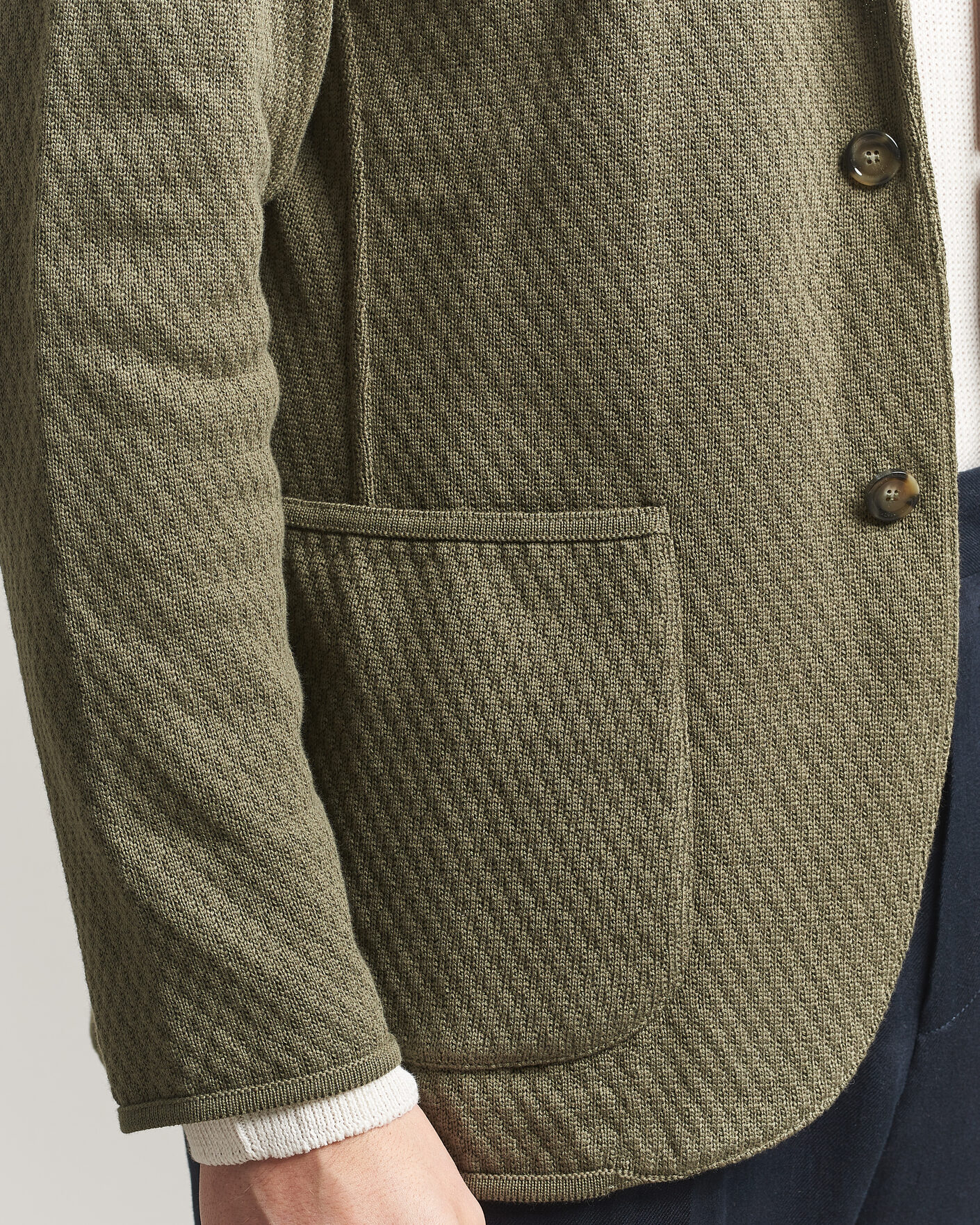 Herre | Dressjakker | Lardini | Knitted Structure Cotton Blazer Green
