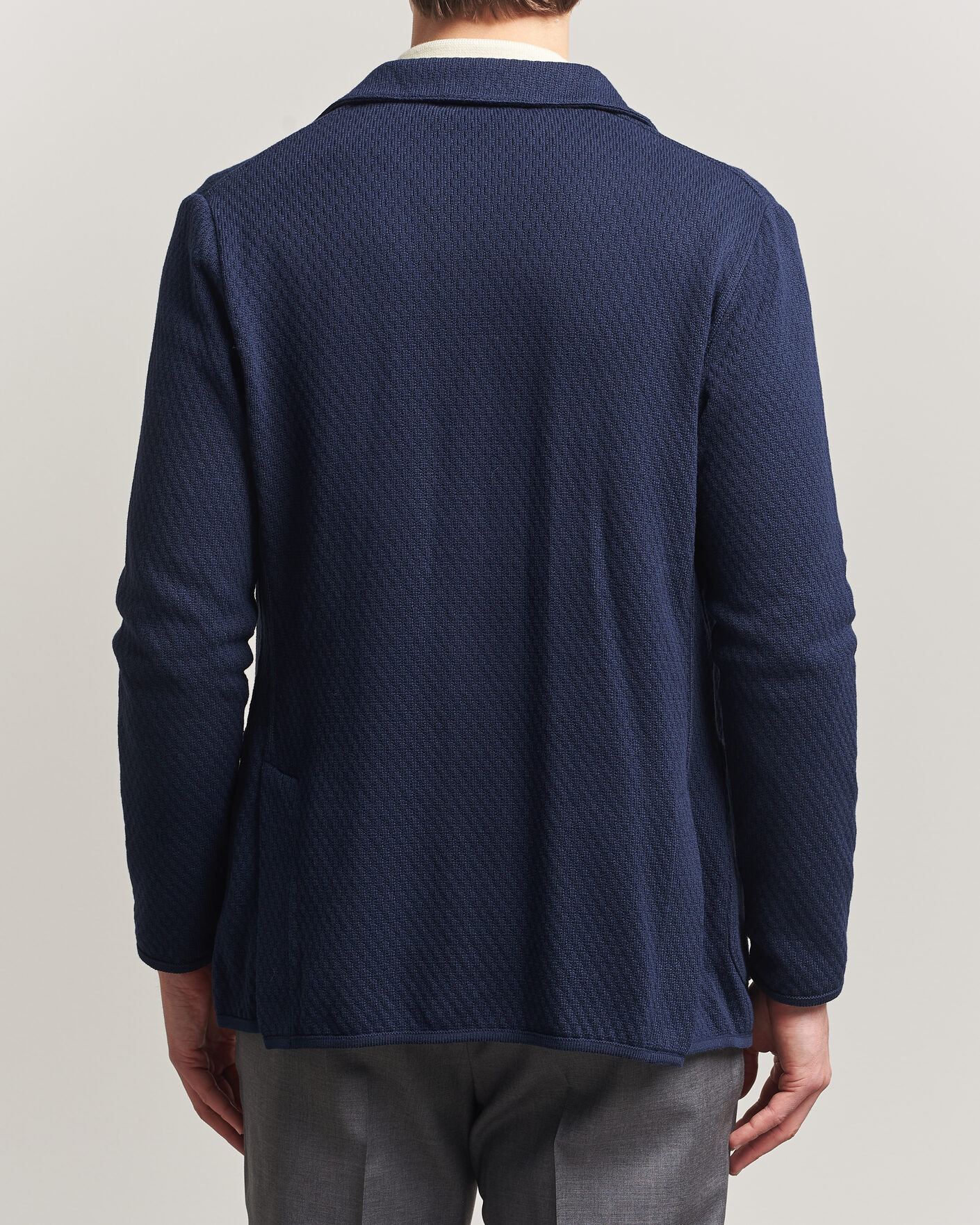 Herre | Dressjakker | Lardini | Knitted Structure Cotton Blazer Navy