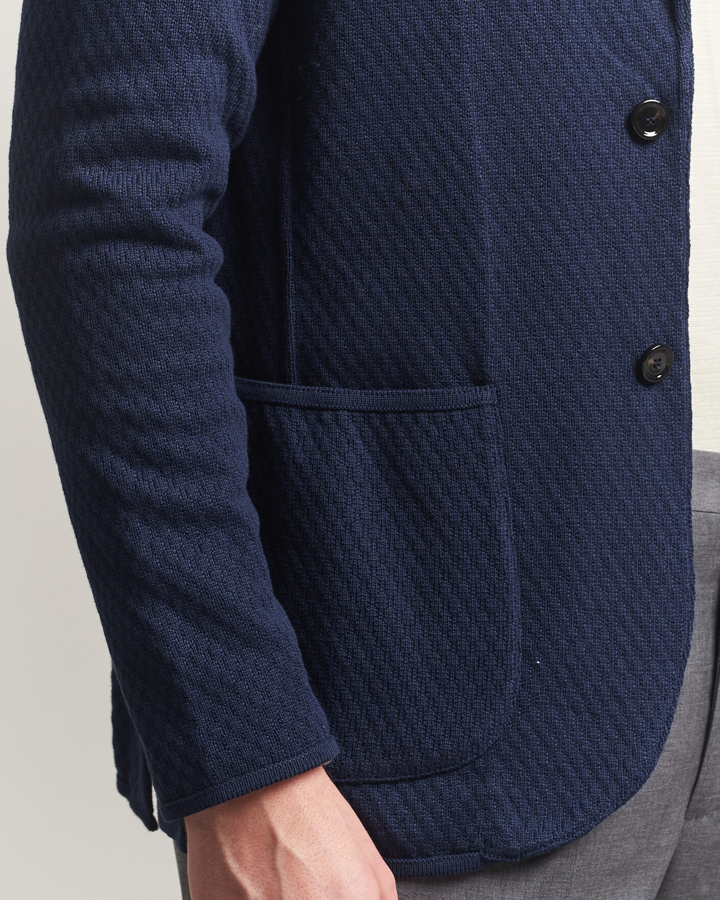 Herre | Dressjakker | Lardini | Knitted Structure Cotton Blazer Navy