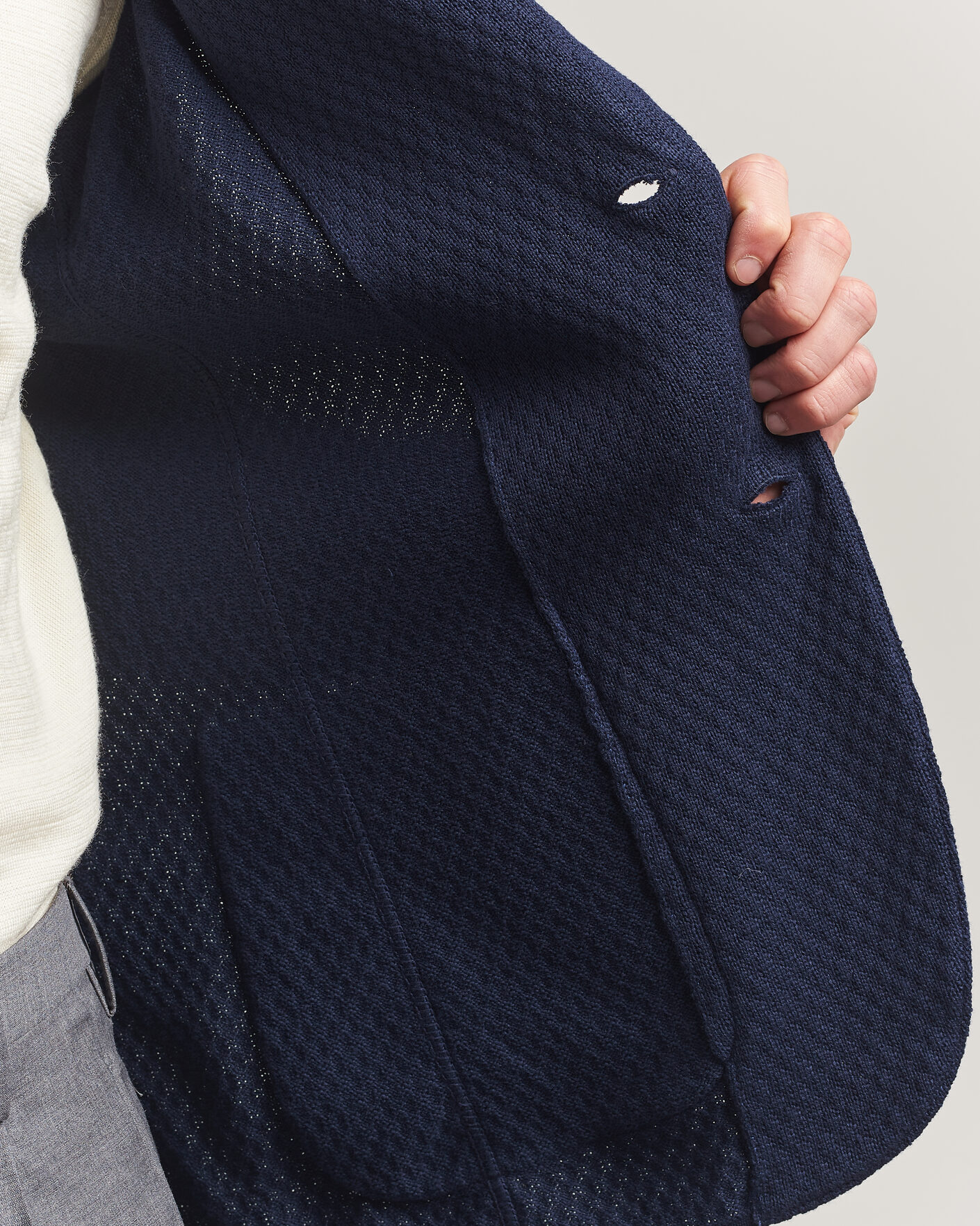 Herre | Dressjakker | Lardini | Knitted Structure Cotton Blazer Navy