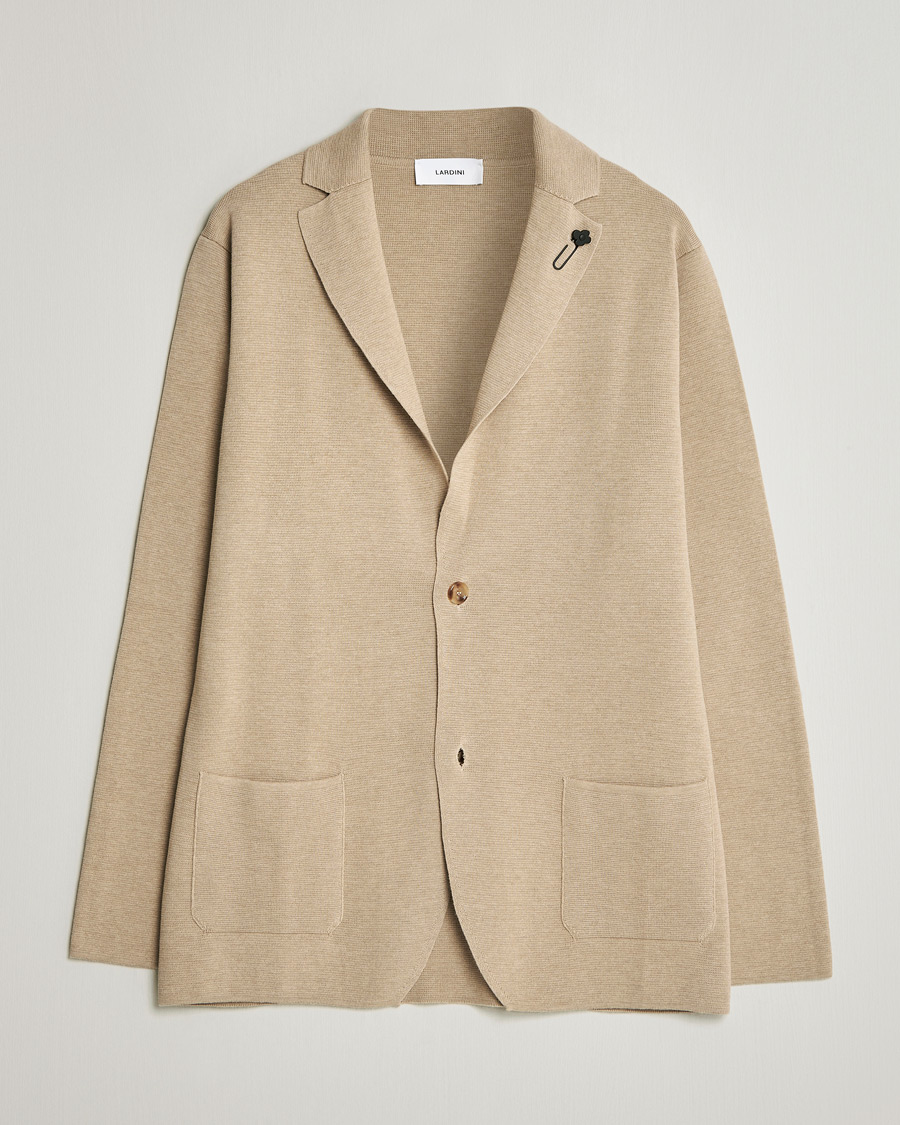 Herre | Dressjakker | Lardini | Knitted Cotton Blazer Beige