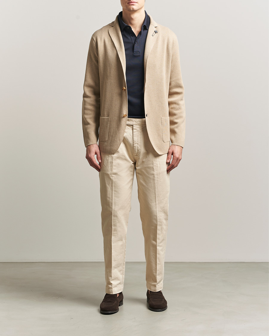 Herre | Dressjakker | Lardini | Knitted Cotton Blazer Beige