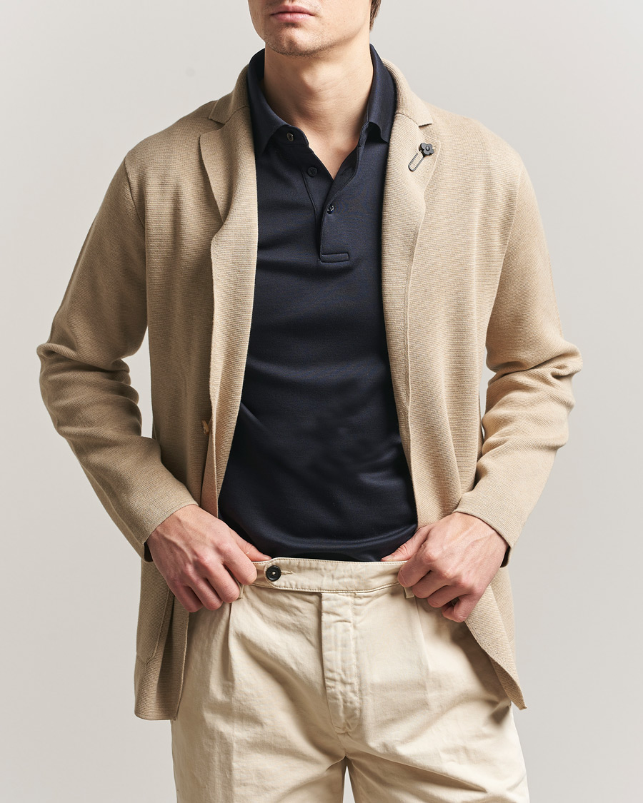 Herre | Dressjakker | Lardini | Knitted Cotton Blazer Beige