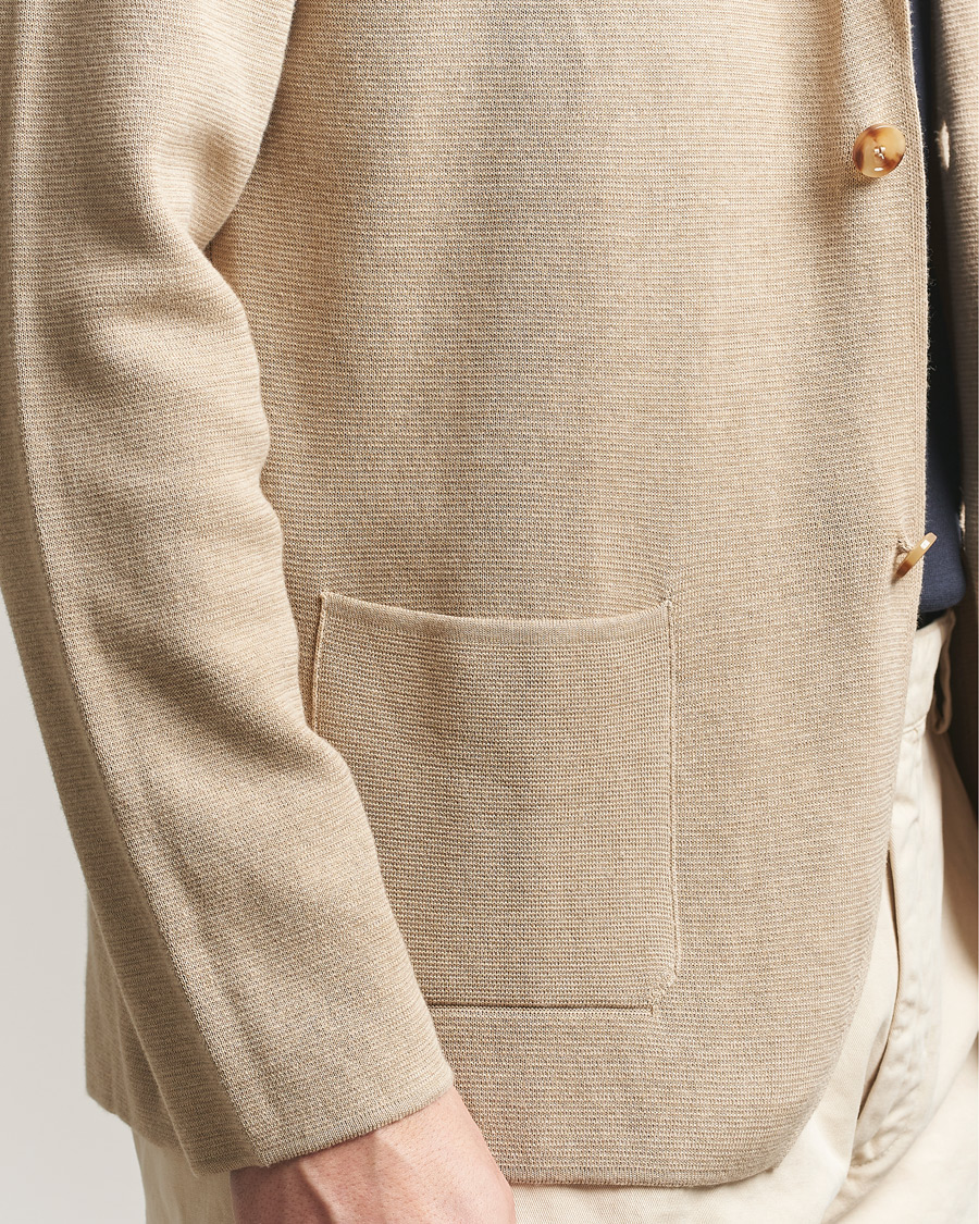Herre | Dressjakker | Lardini | Knitted Cotton Blazer Beige