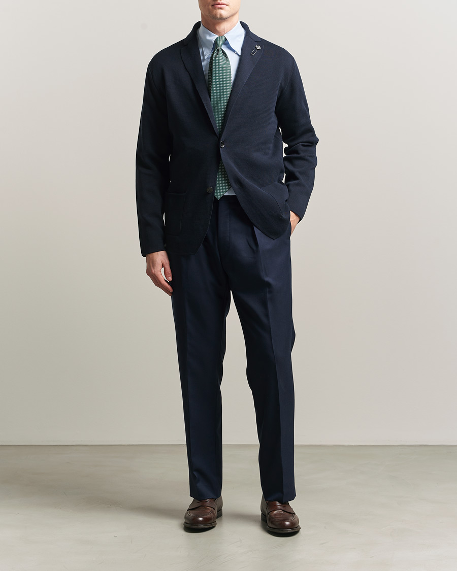 Herre | Dressjakker | Lardini | Knitted Cotton Blazer Navy