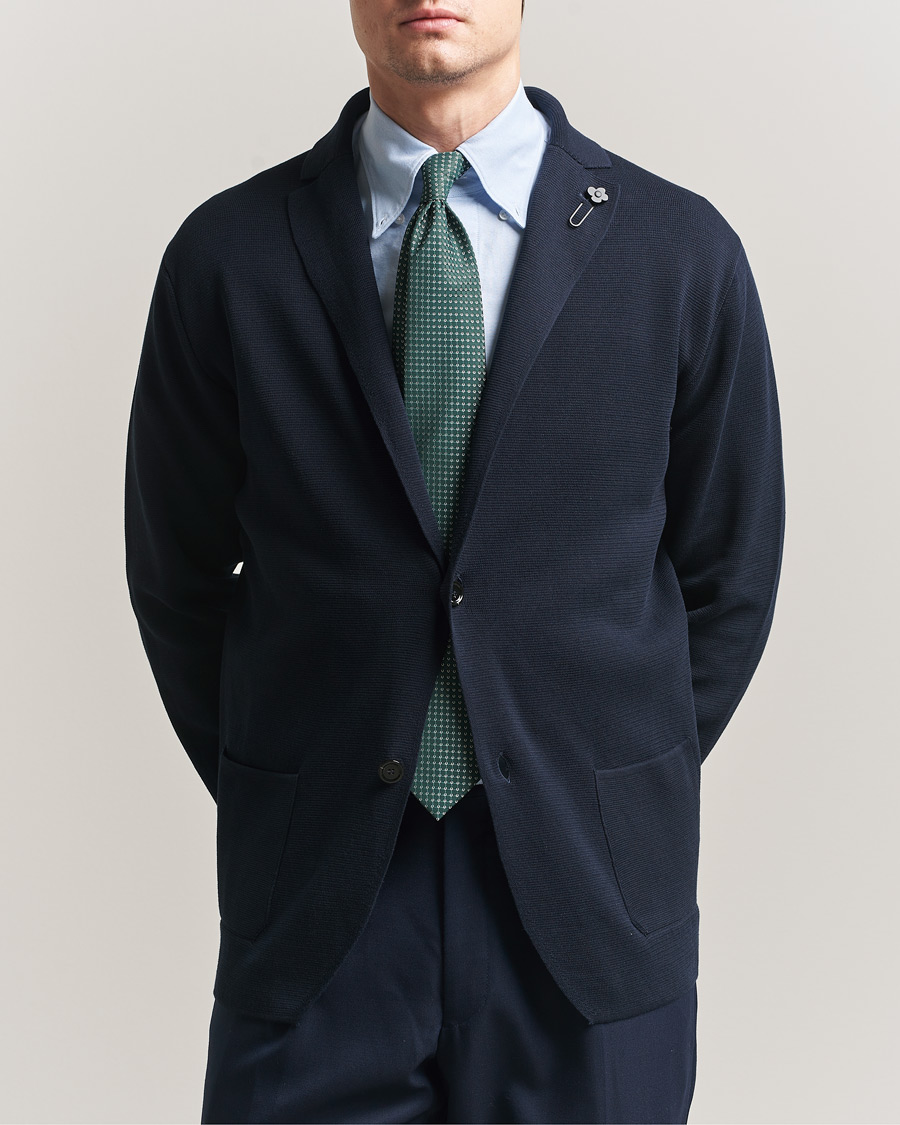 Herre | Dressjakker | Lardini | Knitted Cotton Blazer Navy