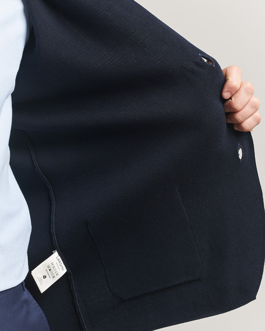 Herre | Dressjakker | Lardini | Knitted Cotton Blazer Navy