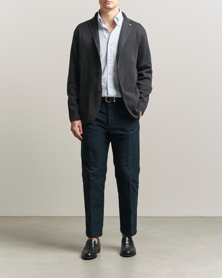 Herre | Dressjakker | Lardini | Knitted Cotton Blazer Grey