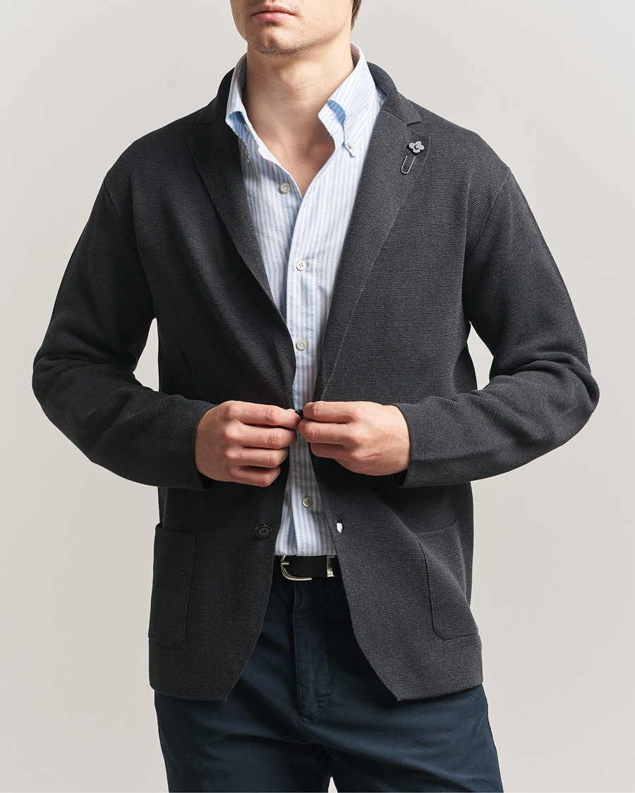 Herre | Dressjakker | Lardini | Knitted Cotton Blazer Grey