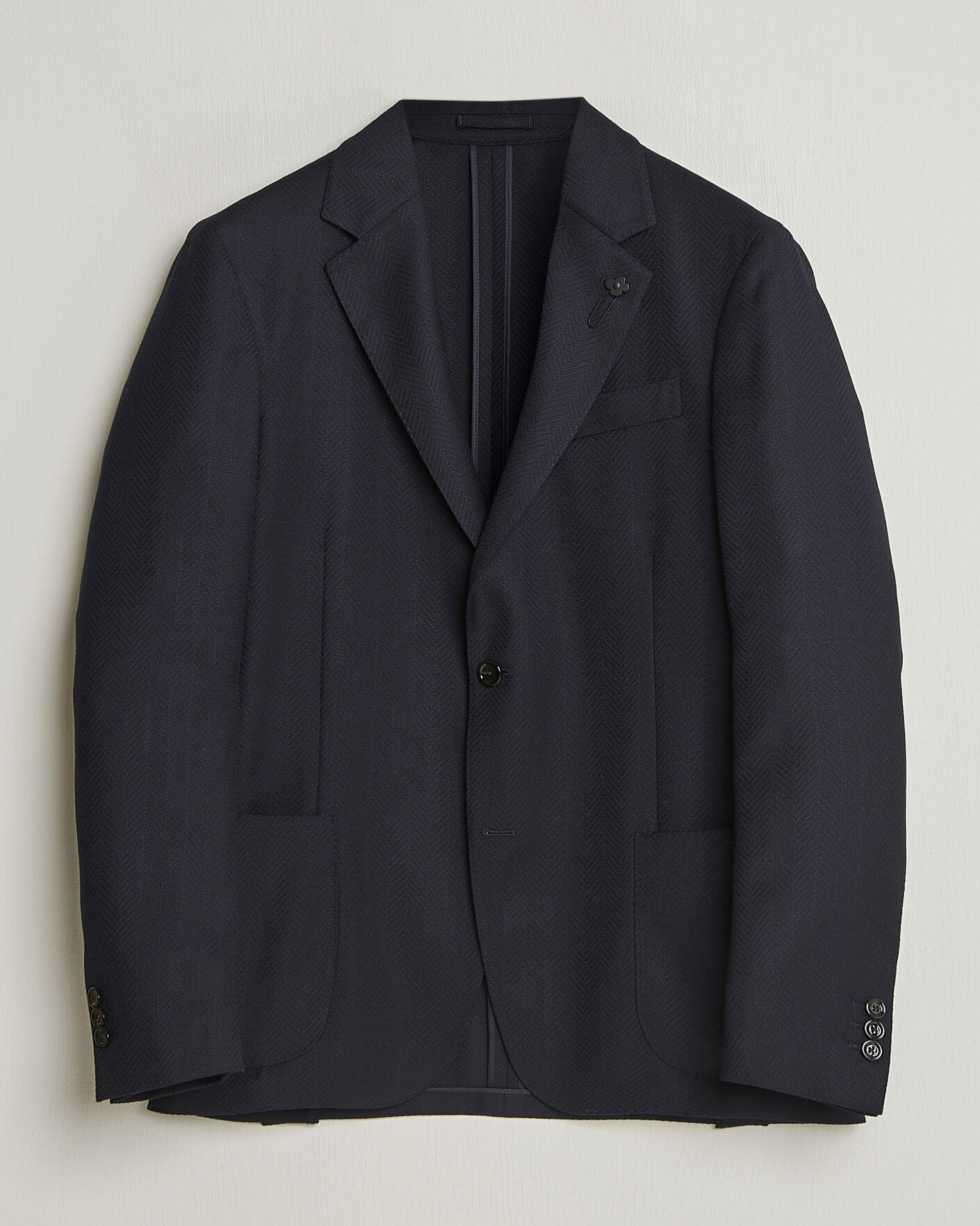 Herre | Dressjakker | Lardini | Herringbone Light Wool Blazer Navy