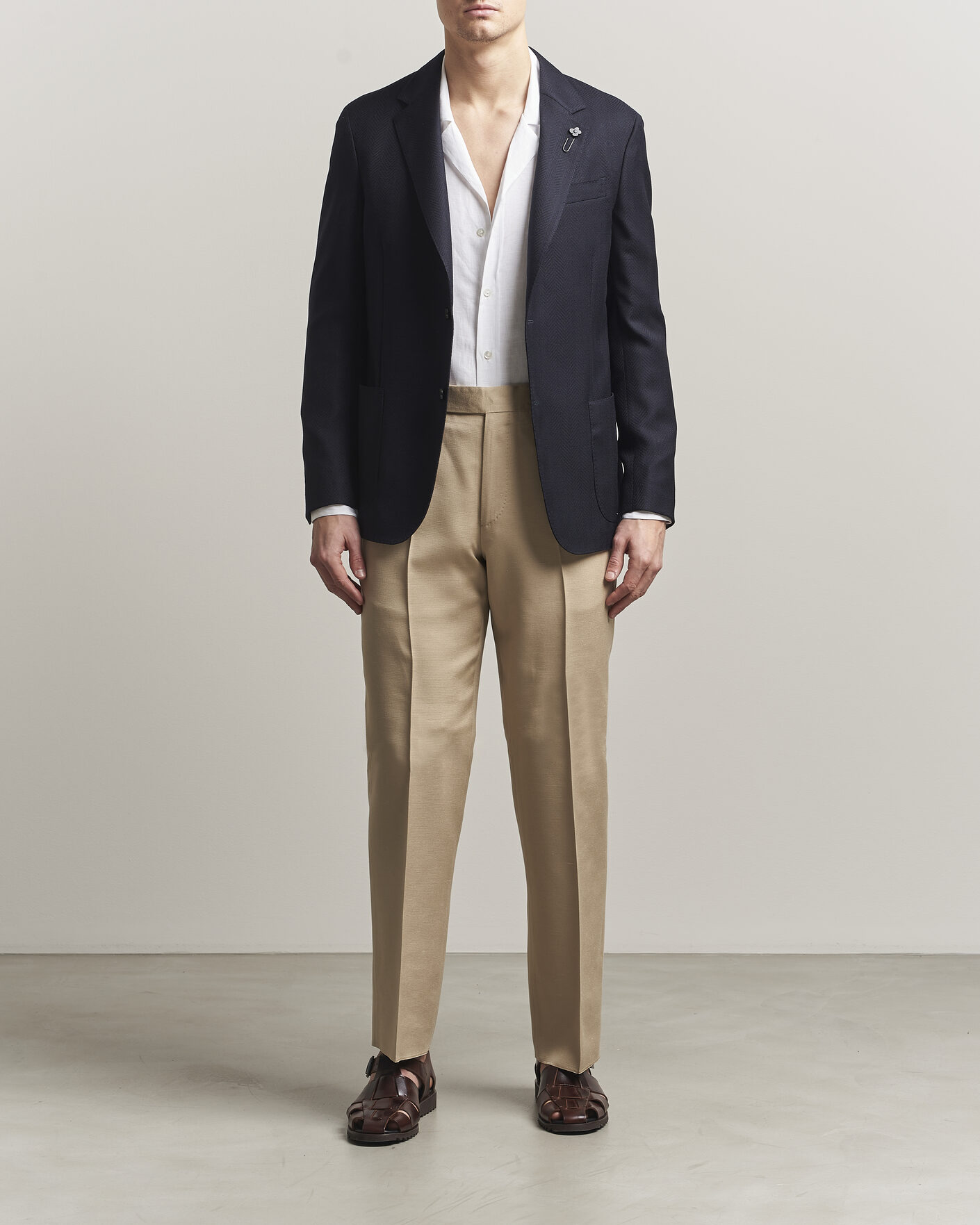 Herre | Dressjakker | Lardini | Herringbone Light Wool Blazer Navy