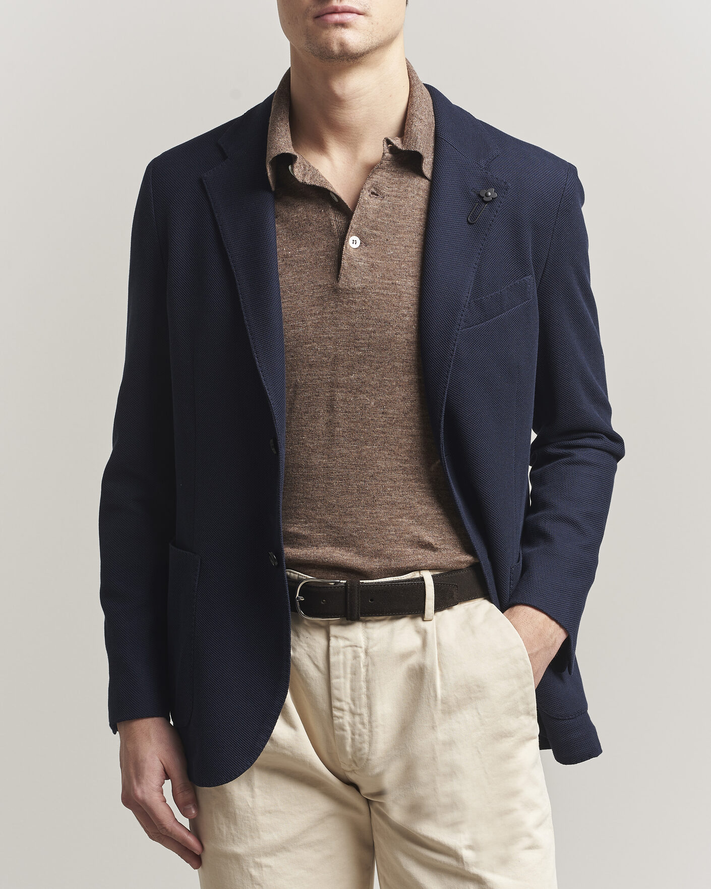 Herre | Dressjakker | Lardini | Loro Piana Jersey Piquet Cotton Blazer Navy