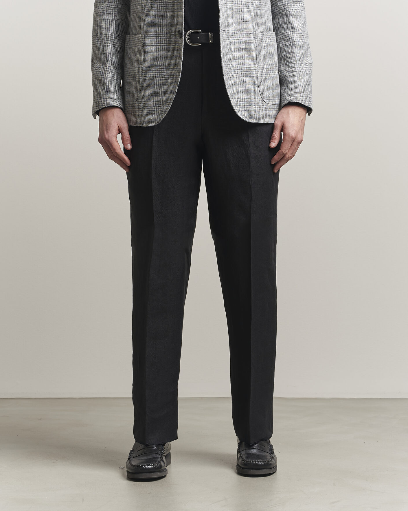 Herre | Bukser | Lardini | Palu Straight Fit Linen Trousers Black