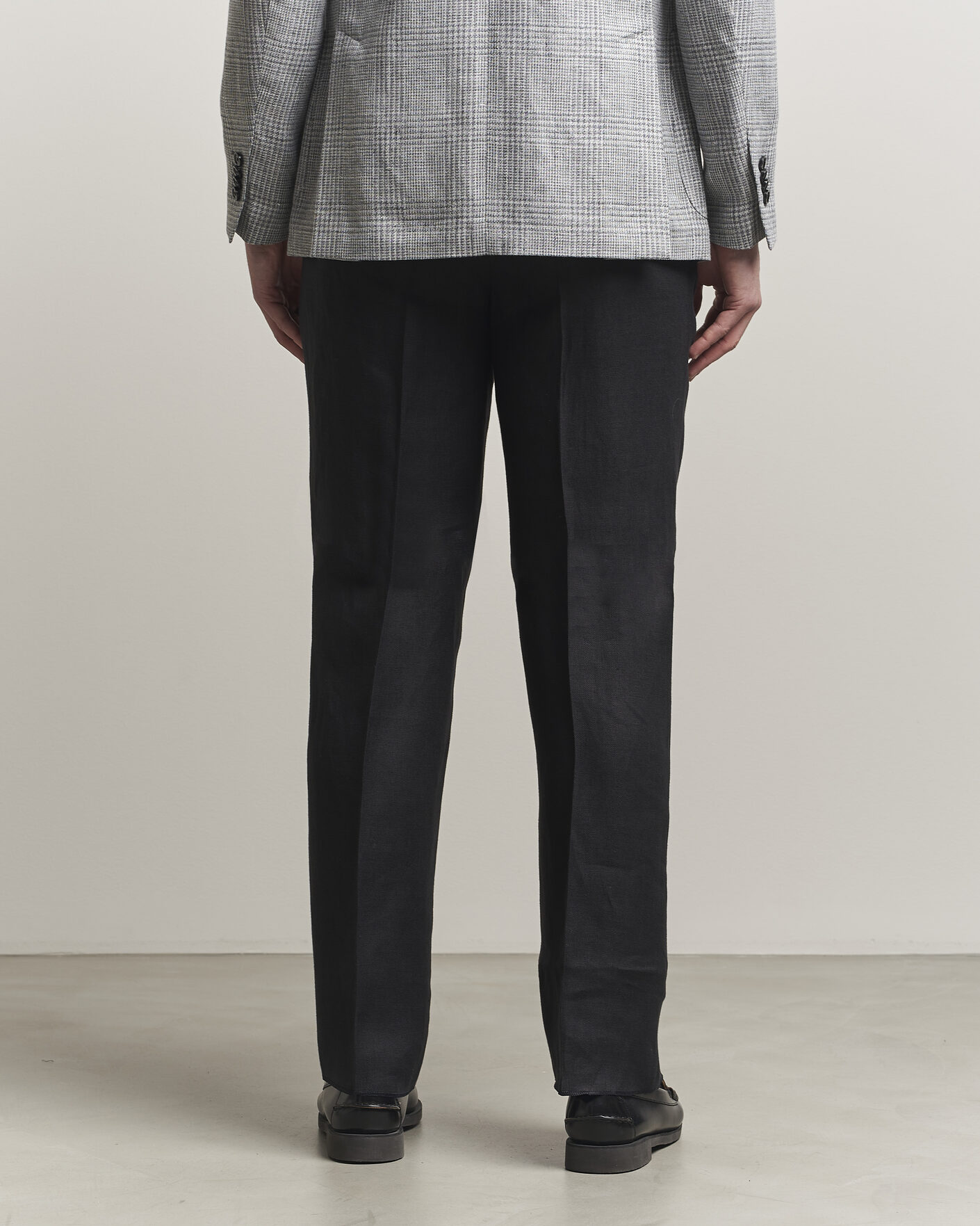 Herre | Bukser | Lardini | Palu Straight Fit Linen Trousers Black
