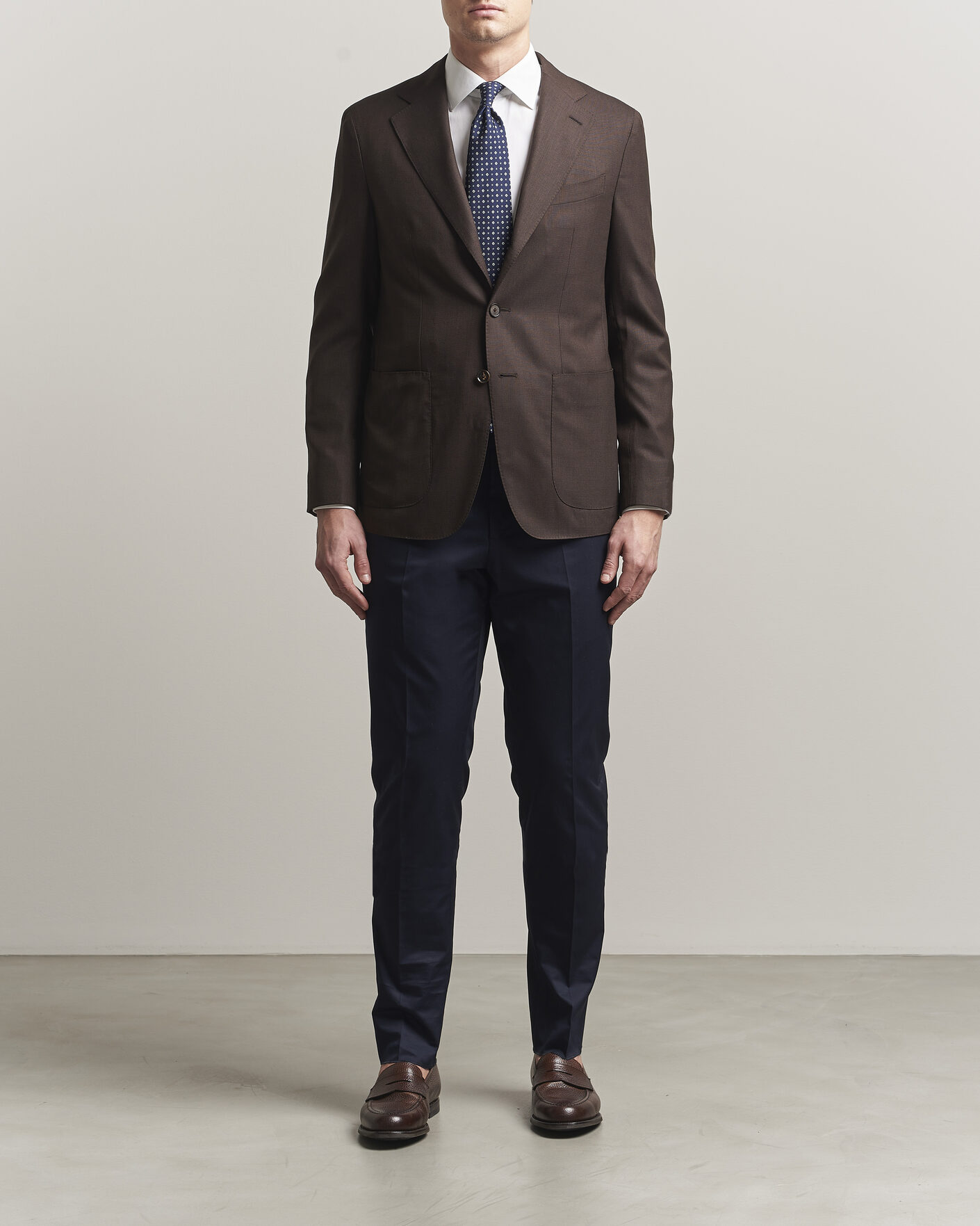 Herre | Bukser | Lardini | Lyon Cotton Twill Stretch Trousers Navy