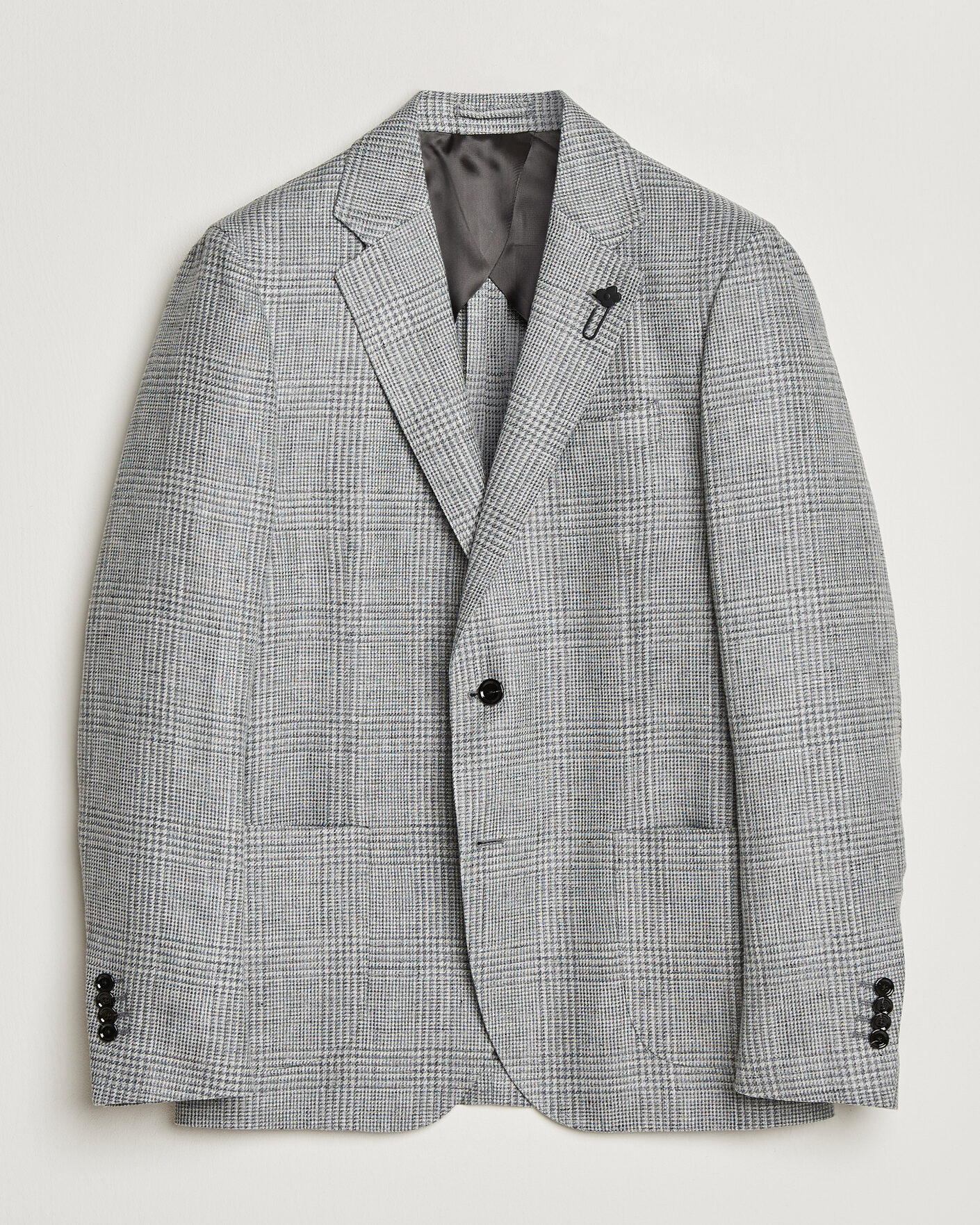 Herre | Dressjakker | Lardini | Checked Linen/Wool Blazer Grey