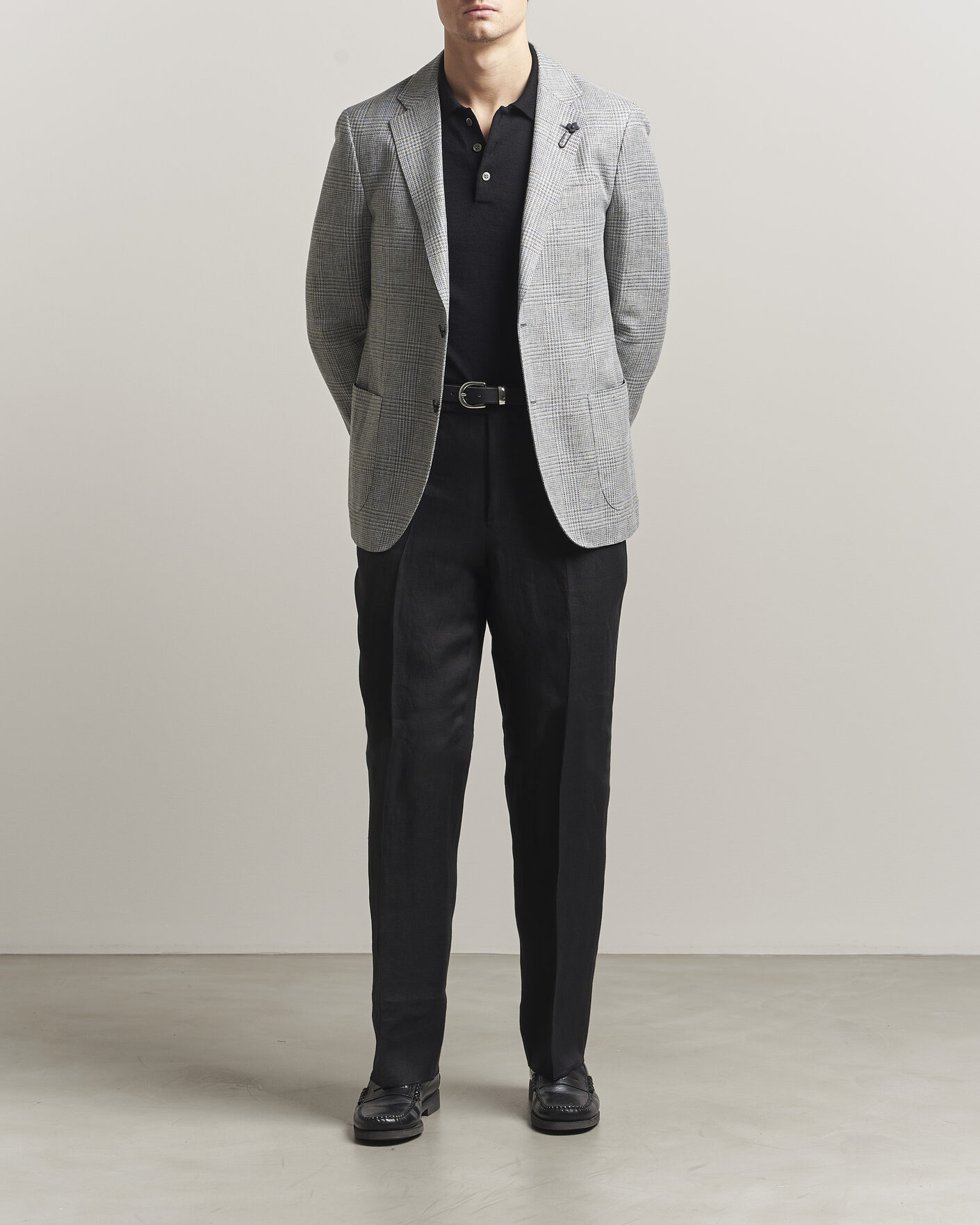 Herre | Dressjakker | Lardini | Checked Linen/Wool Blazer Grey
