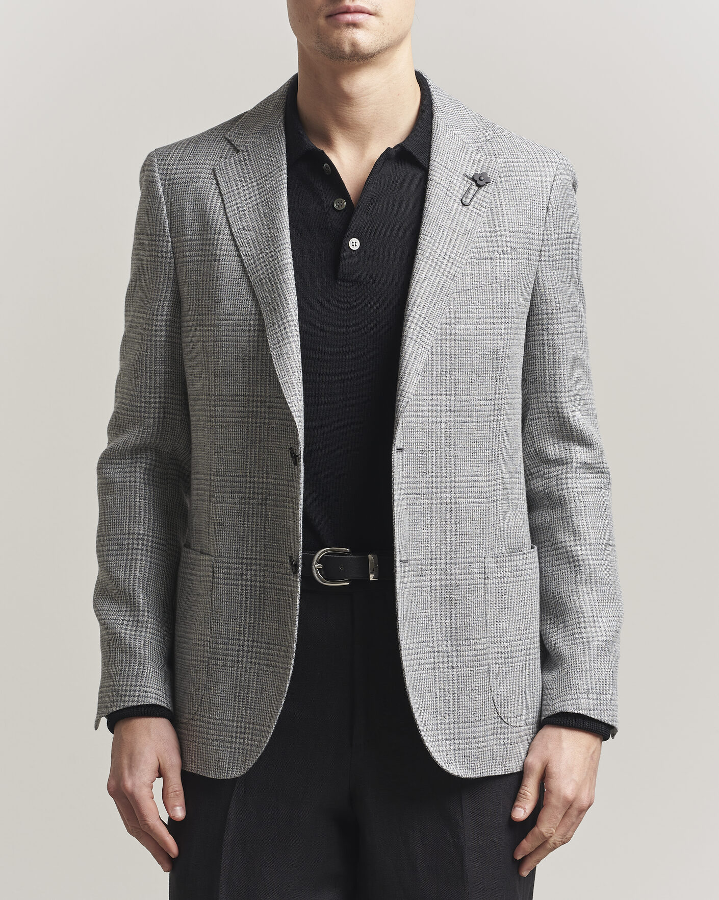 Herre | Dressjakker | Lardini | Checked Linen/Wool Blazer Grey