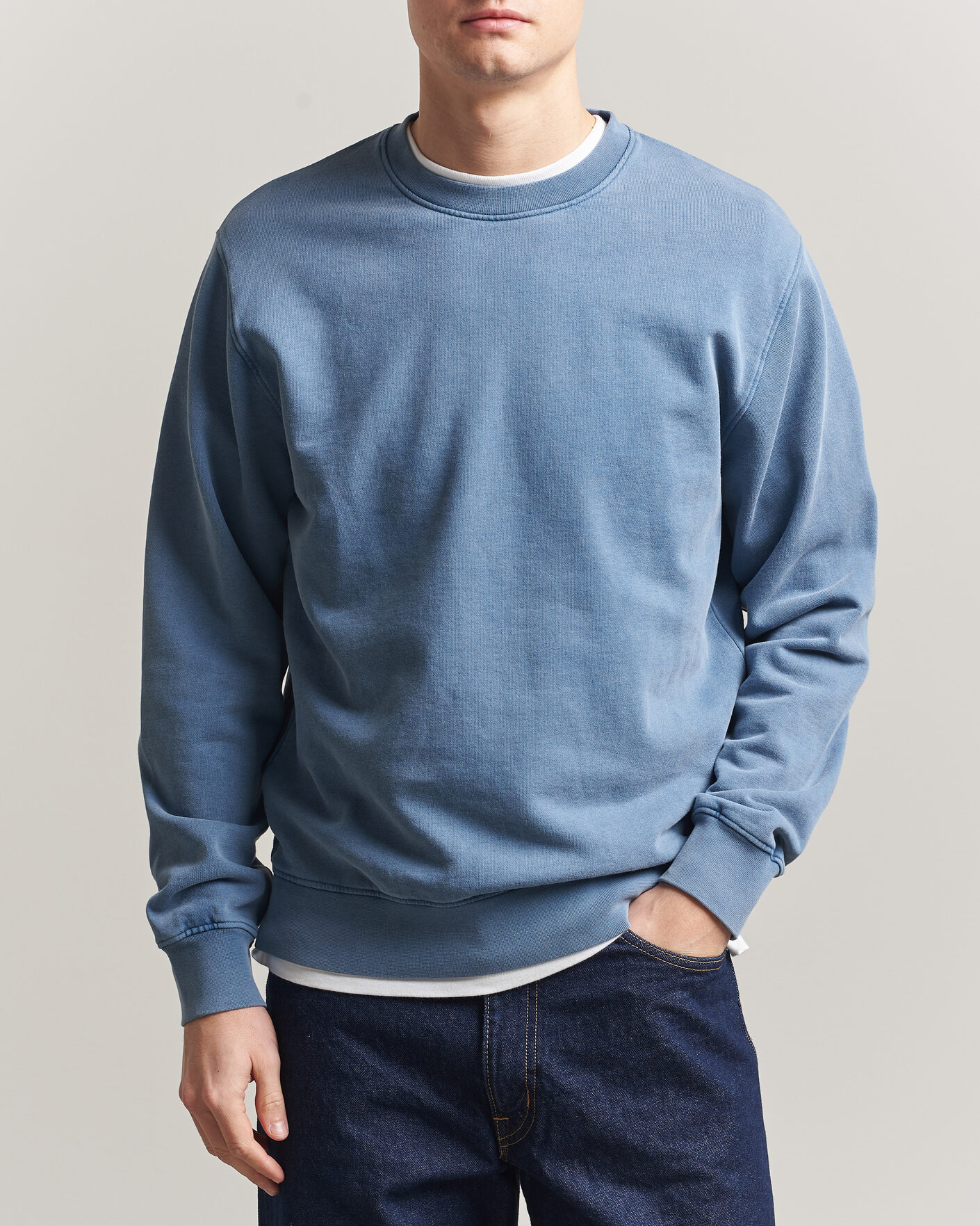 Herre | Gensere | Colorful Standard | Classic Organic Crew Neck Sweat Faded Indigo