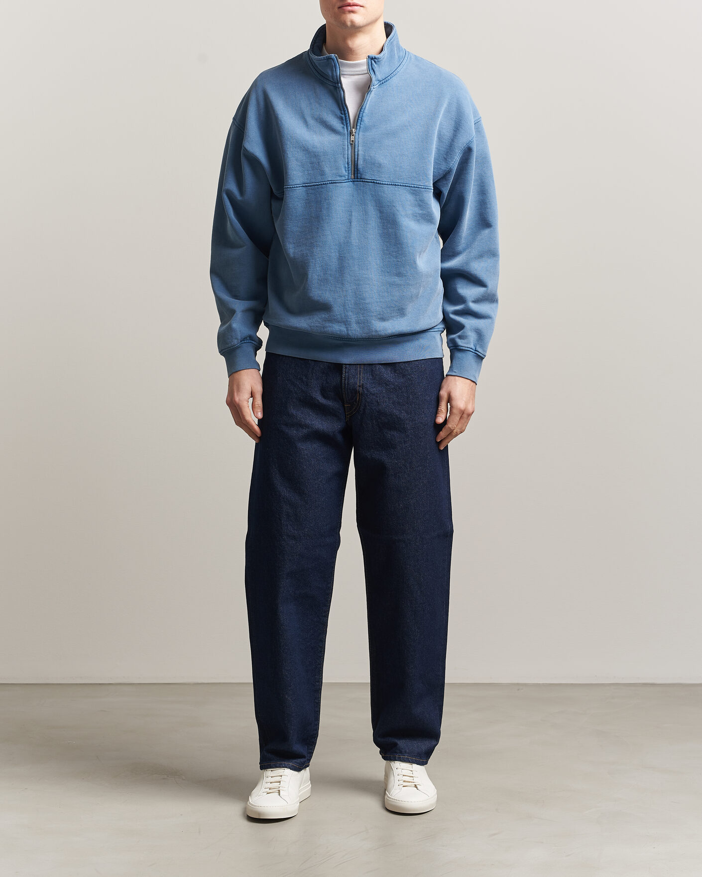 Herre | Gensere | Colorful Standard | Classic Organic Half-Zip Faded Indigo