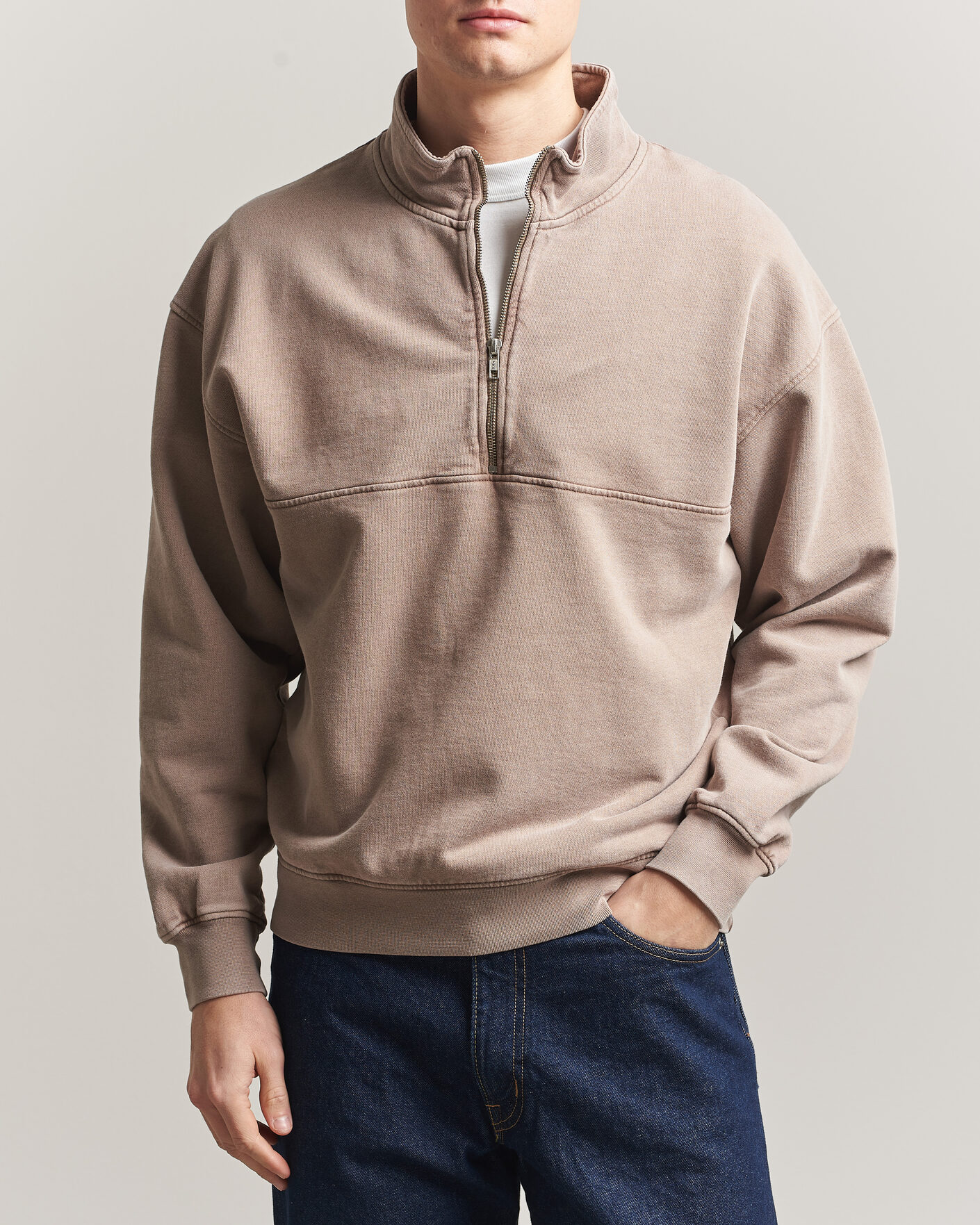 Herre | Gensere | Colorful Standard | Classic Organic Half-Zip Faded Khaki